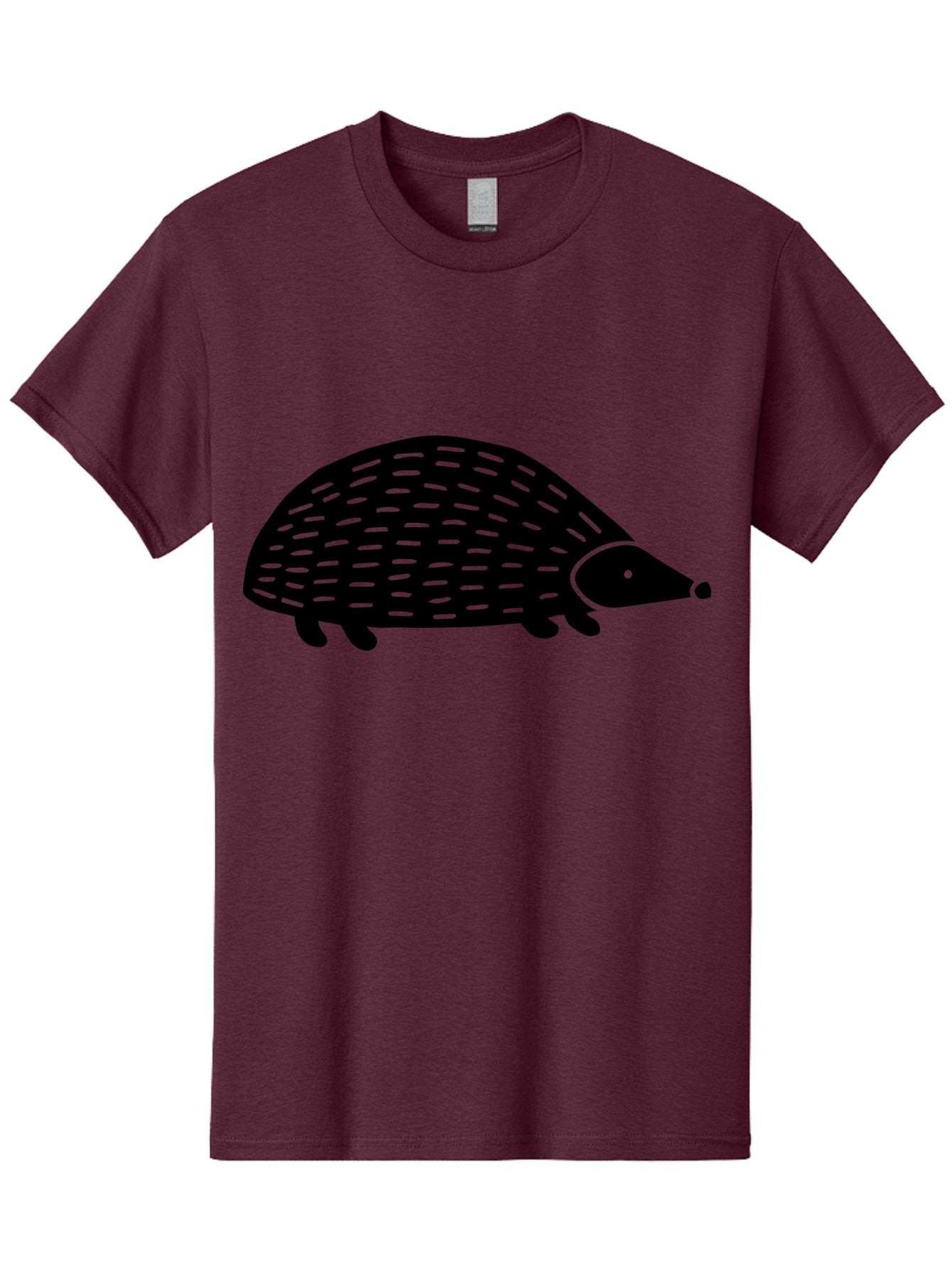 Hedgehog Men'S Graphic Tee, 100% Cotton, Comfortable Casual Summer Wear, Machine Washable, Hedgehog Silhouette, Simple Illustration, Minimalist Design, Cute Animal, Prickly Creature, Small Legs, Dotted Pattern, Bold Lines, Quirky Art -  Aaa597