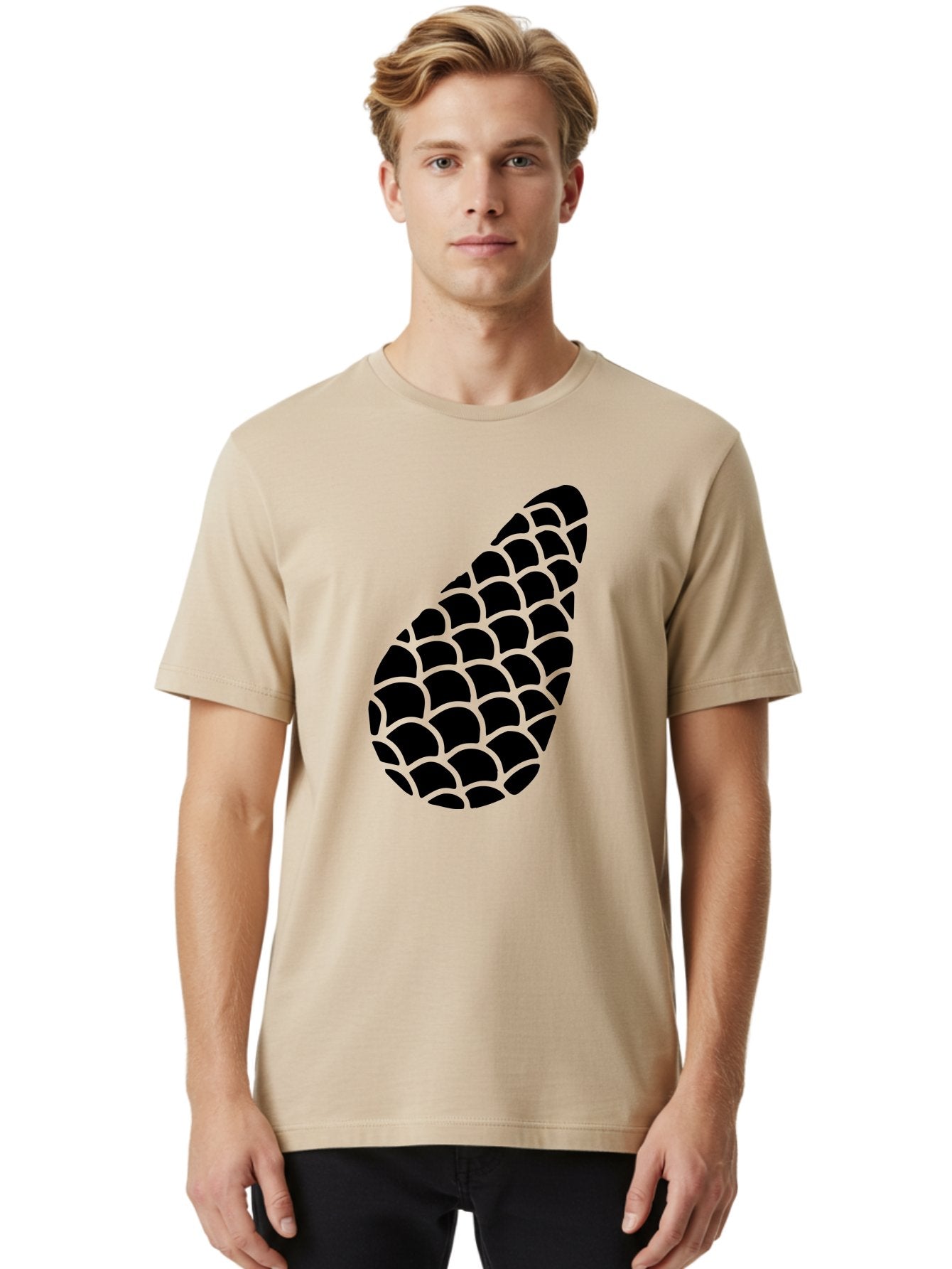 Hops-Cone Men'S Graphic Tee, 100% Cotton, Comfortable Casual Summer Wear, Machine Washable, Hops Silhouette, Beer Ingredient, Brewing Process, Black And Green Design, Abstract Pattern, Craft Beer, Unique Texture, Simple Graphic -  Aaa598 24