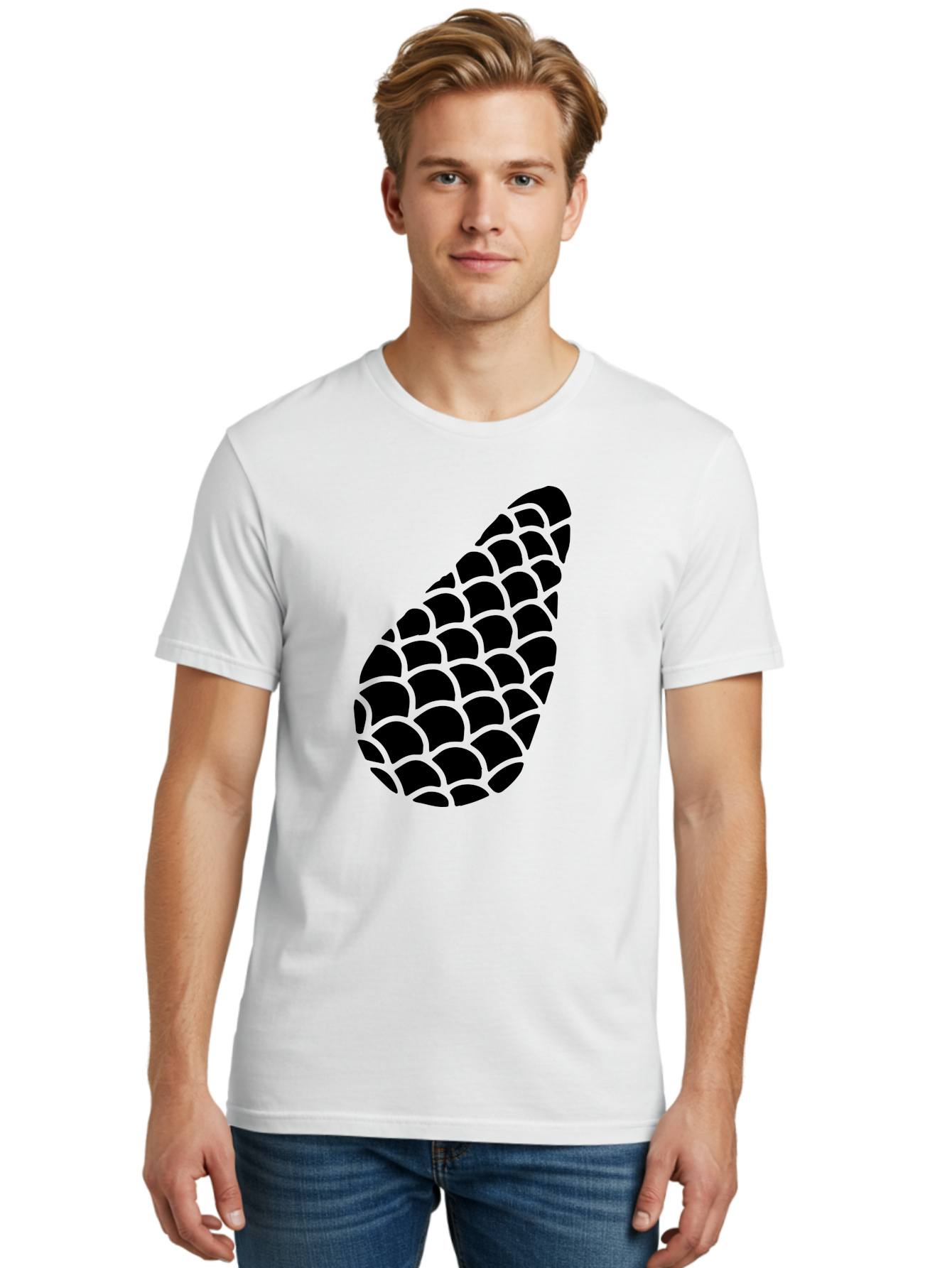 Hops-Cone Men'S Graphic Tee, 100% Cotton, Comfortable Casual Summer Wear, Machine Washable, Hops Silhouette, Beer Ingredient, Brewing Process, Black And Green Design, Abstract Pattern, Craft Beer, Unique Texture, Simple Graphic -  Aaa598 30