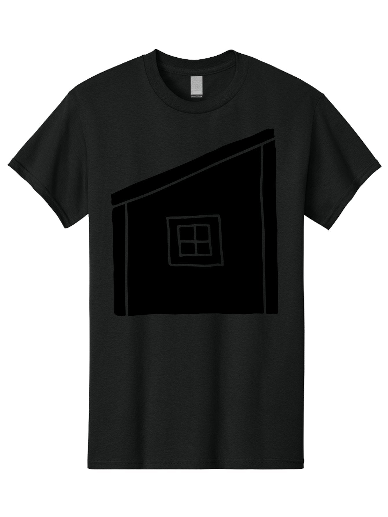 House Men'S Graphic Tee, 100% Cotton, Comfortable Casual Summer Wear, Machine Washable, Simple House Design, Minimalist Architecture, Black House Silhouette, Neon Green Outline, Four-Paned Window, Modern Home Decor, -  Aaa599 23