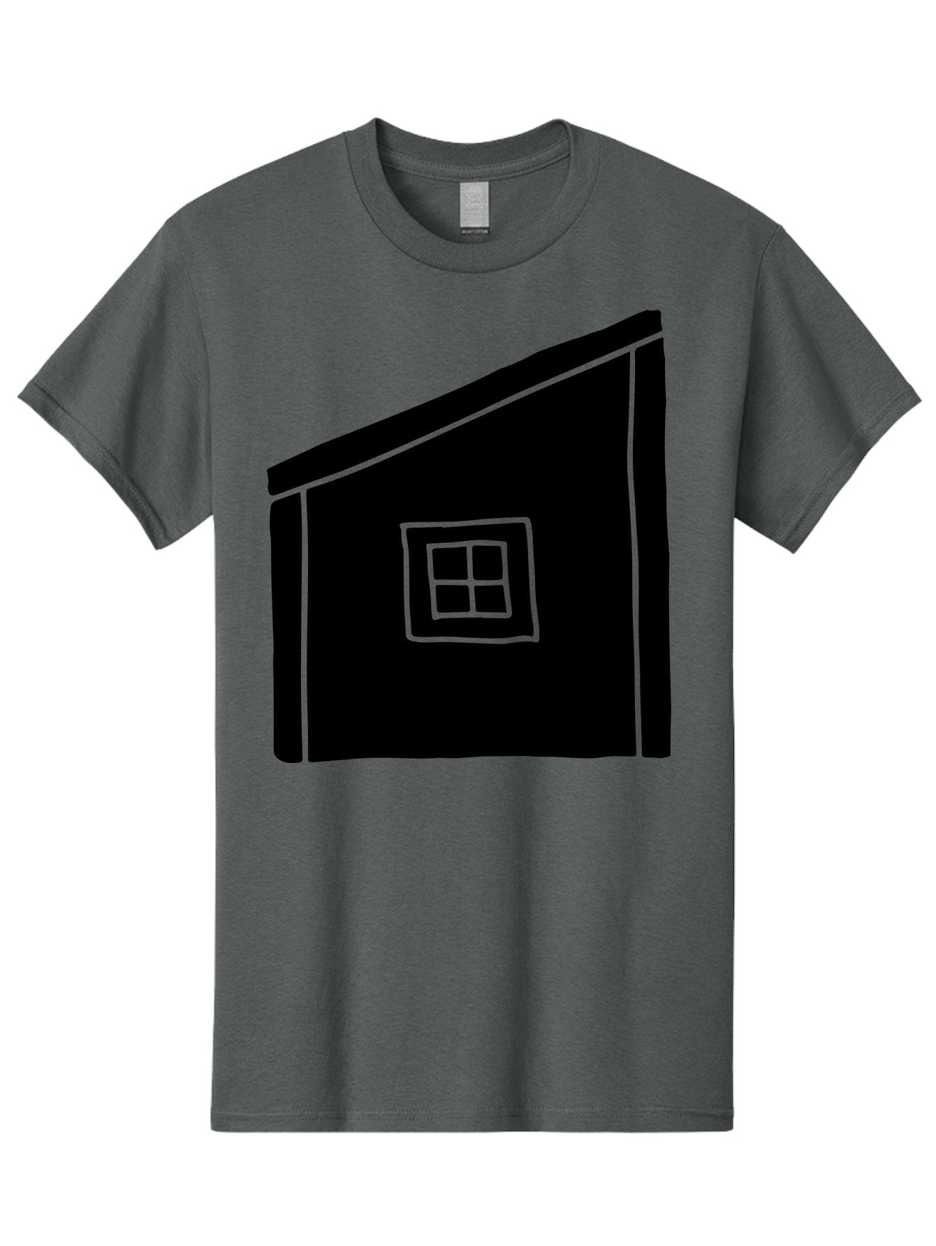 House Men'S Graphic Tee, 100% Cotton, Comfortable Casual Summer Wear, Machine Washable, Simple House Design, Minimalist Architecture, Black House Silhouette, Neon Green Outline, Four-Paned Window, Modern Home Decor, -  Aaa599 21