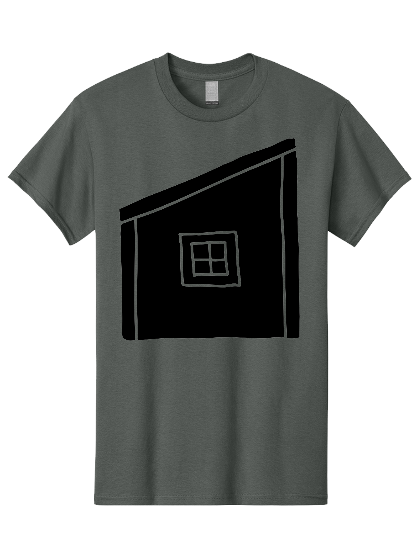 House Men'S Graphic Tee, 100% Cotton, Comfortable Casual Summer Wear, Machine Washable, Simple House Design, Minimalist Architecture, Black House Silhouette, Neon Green Outline, Four-Paned Window, Modern Home Decor, -  Aaa599 3