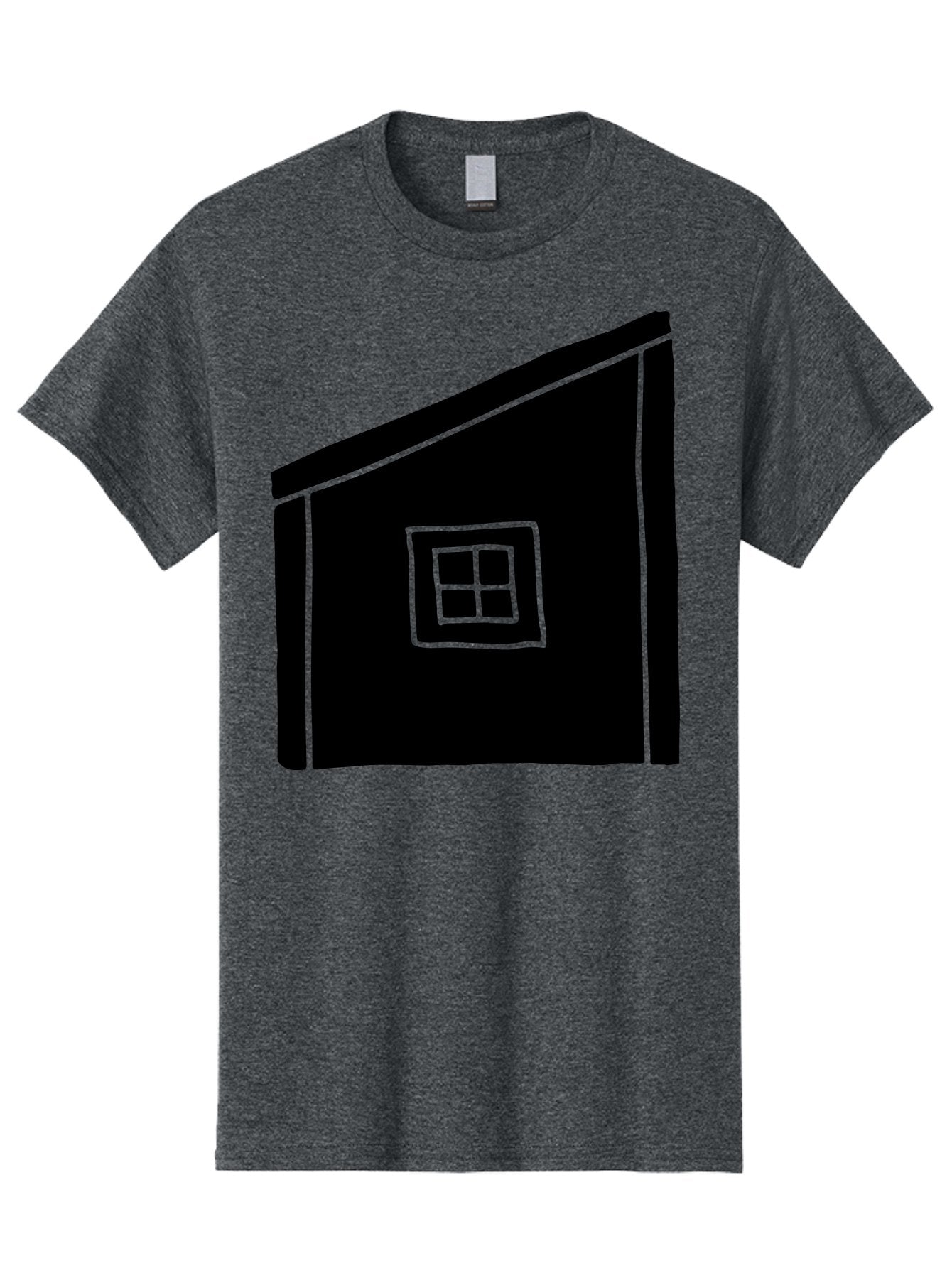 House Men'S Graphic Tee, 100% Cotton, Comfortable Casual Summer Wear, Machine Washable, Simple House Design, Minimalist Architecture, Black House Silhouette, Neon Green Outline, Four-Paned Window, Modern Home Decor, -  Aaa599 25