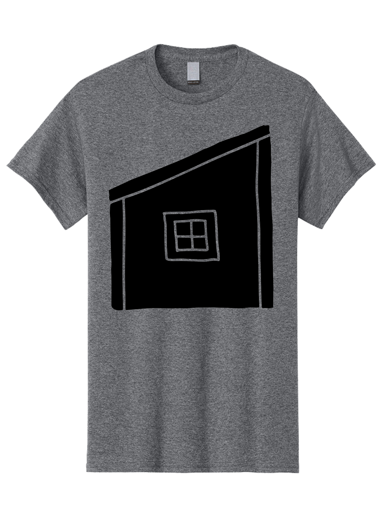 House Men'S Graphic Tee, 100% Cotton, Comfortable Casual Summer Wear, Machine Washable, Simple House Design, Minimalist Architecture, Black House Silhouette, Neon Green Outline, Four-Paned Window, Modern Home Decor, -  Aaa599 9