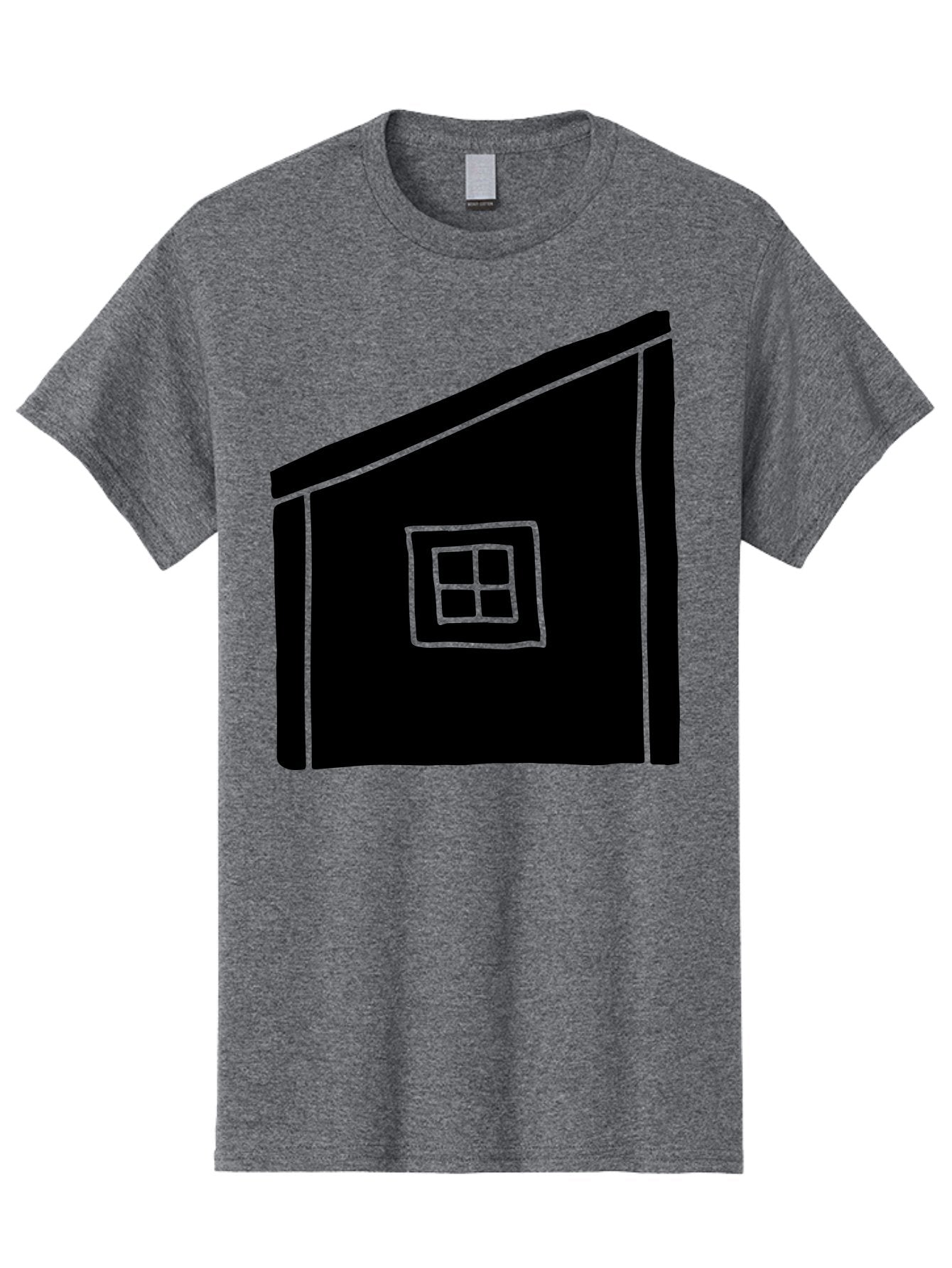 House Men'S Graphic Tee, 100% Cotton, Comfortable Casual Summer Wear, Machine Washable, Simple House Design, Minimalist Architecture, Black House Silhouette, Neon Green Outline, Four-Paned Window, Modern Home Decor, -  Aaa599 13