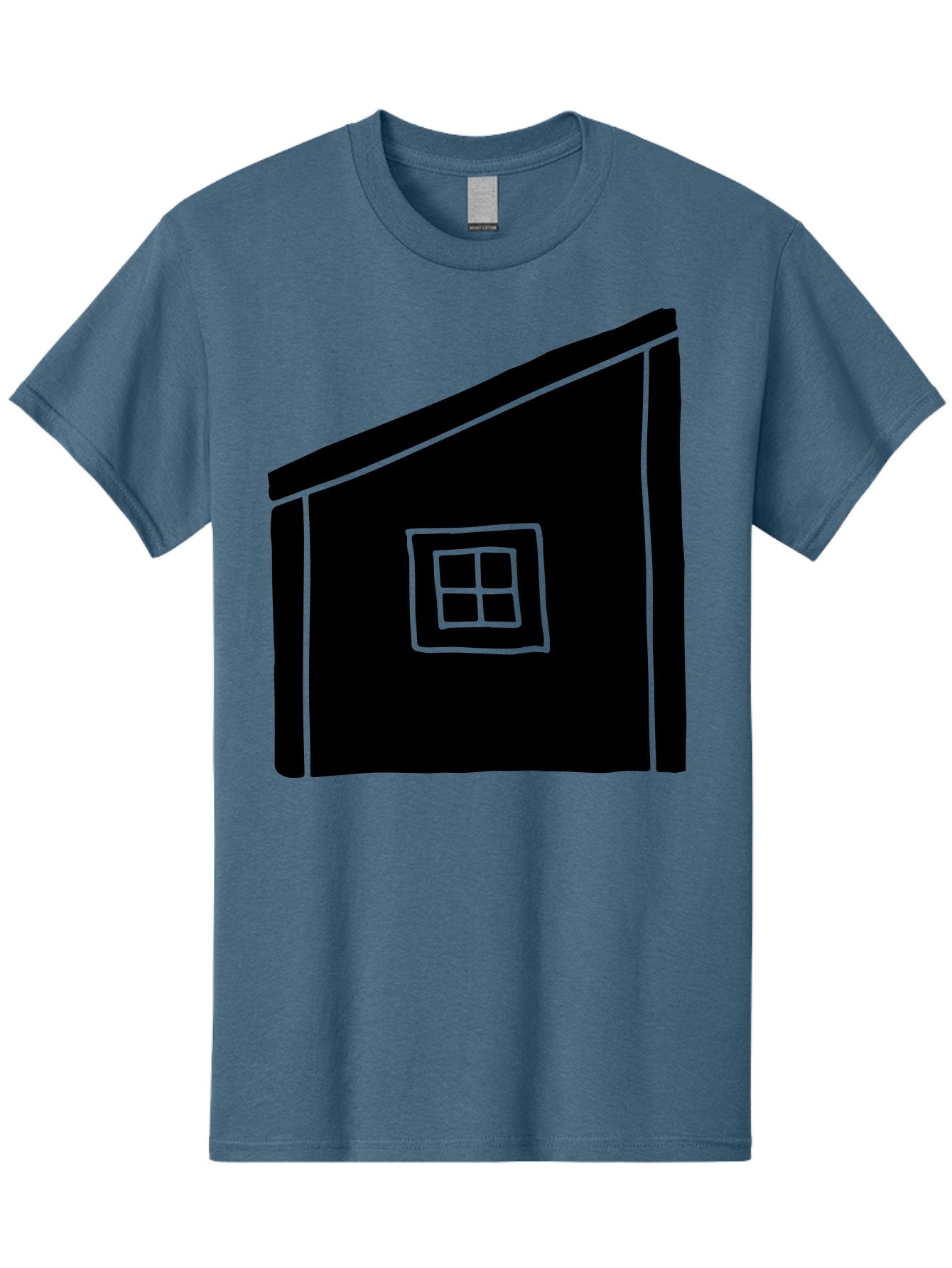 House Men'S Graphic Tee, 100% Cotton, Comfortable Casual Summer Wear, Machine Washable, Simple House Design, Minimalist Architecture, Black House Silhouette, Neon Green Outline, Four-Paned Window, Modern Home Decor, -  Aaa599 27