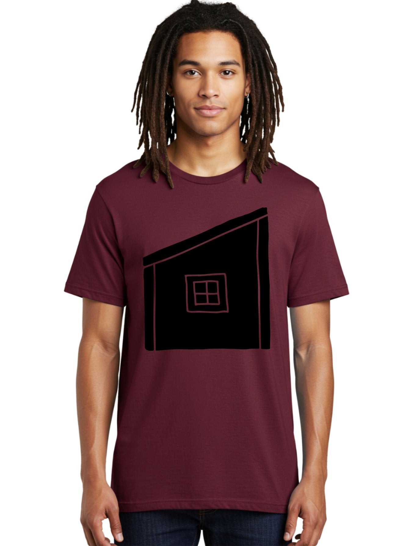House Men'S Graphic Tee, 100% Cotton, Comfortable Casual Summer Wear, Machine Washable, Simple House Design, Minimalist Architecture, Black House Silhouette, Neon Green Outline, Four-Paned Window, Modern Home Decor, -  Aaa599 16