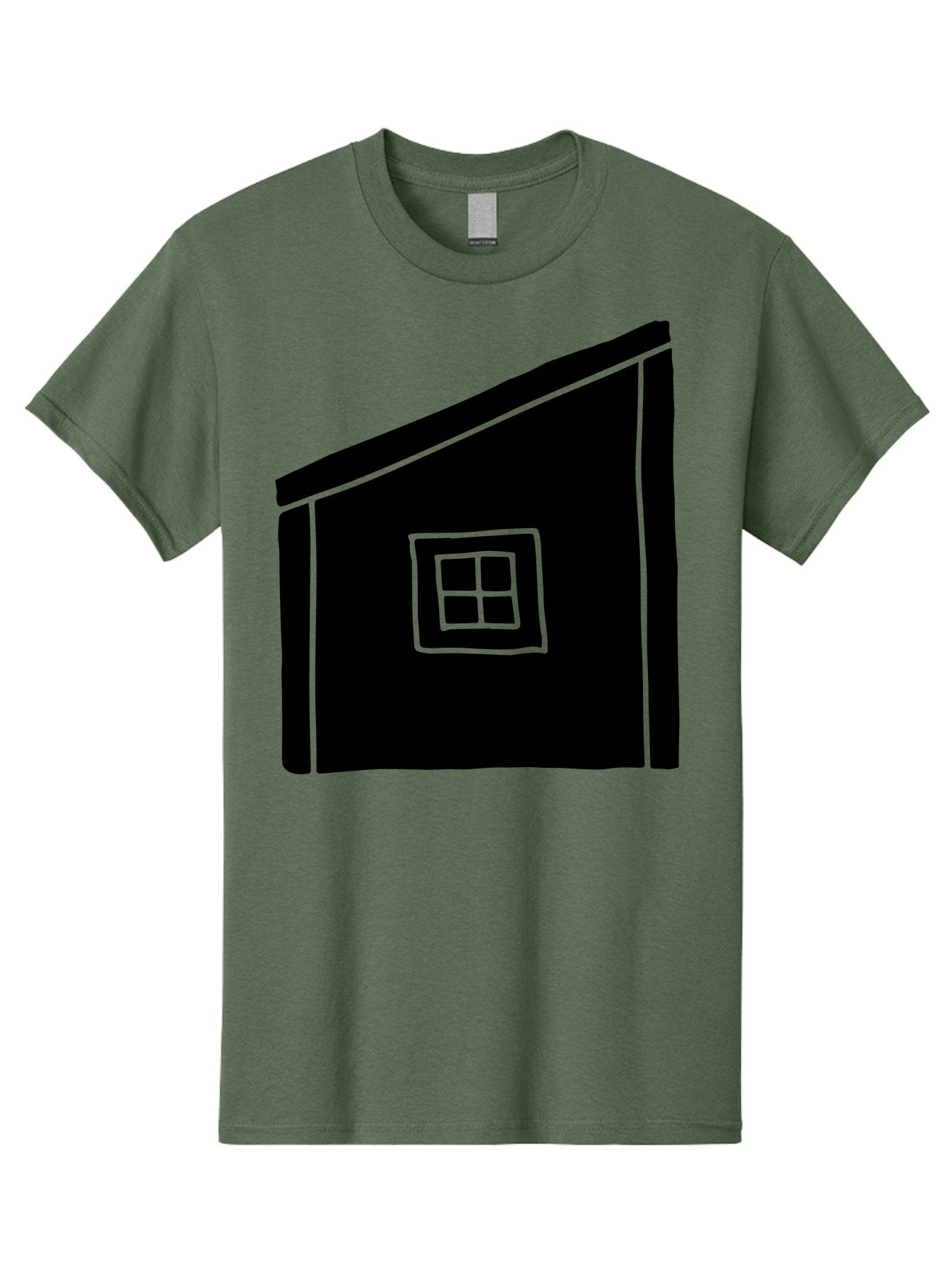 House Men'S Graphic Tee, 100% Cotton, Comfortable Casual Summer Wear, Machine Washable, Simple House Design, Minimalist Architecture, Black House Silhouette, Neon Green Outline, Four-Paned Window, Modern Home Decor, -  Aaa599 29