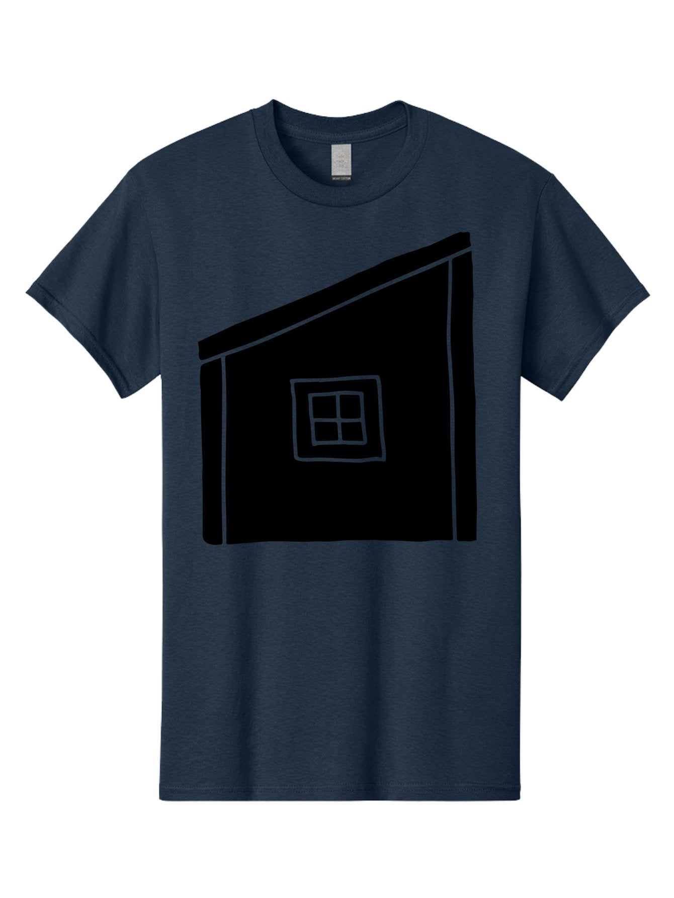 House Men'S Graphic Tee, 100% Cotton, Comfortable Casual Summer Wear, Machine Washable, Simple House Design, Minimalist Architecture, Black House Silhouette, Neon Green Outline, Four-Paned Window, Modern Home Decor, -  Aaa599 9