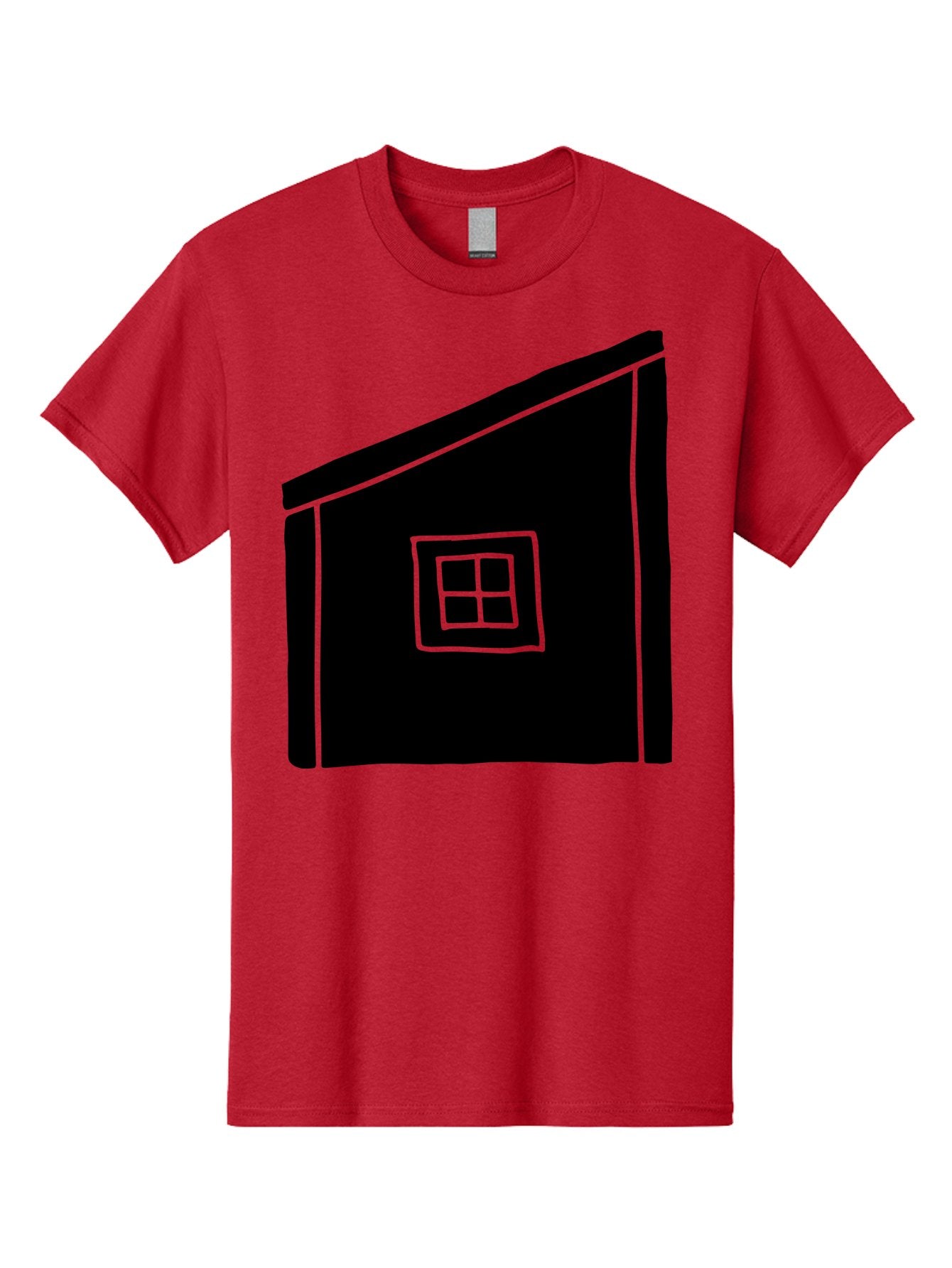 House Men'S Graphic Tee, 100% Cotton, Comfortable Casual Summer Wear, Machine Washable, Simple House Design, Minimalist Architecture, Black House Silhouette, Neon Green Outline, Four-Paned Window, Modern Home Decor, -  Aaa599 3