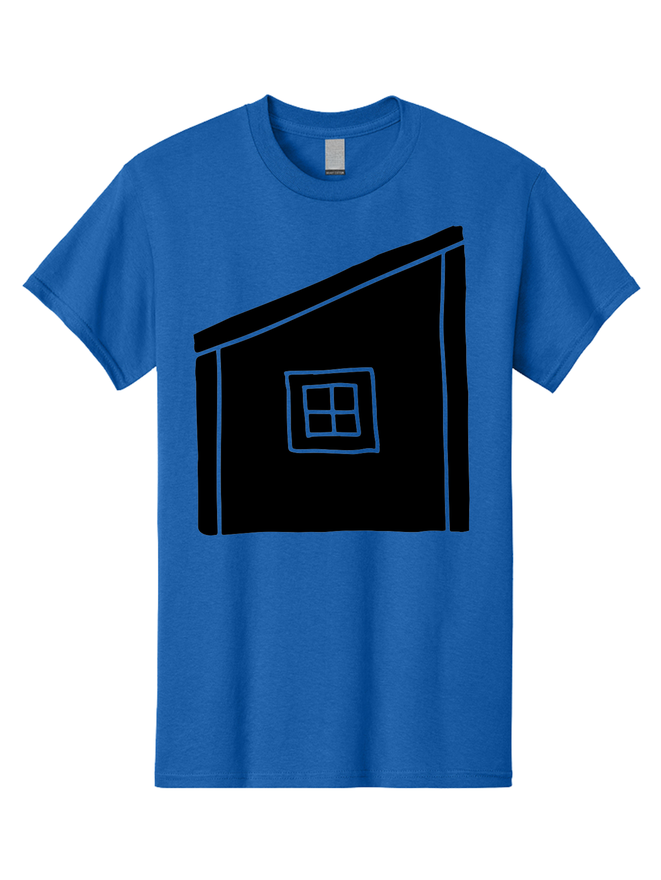 House Men'S Graphic Tee, 100% Cotton, Comfortable Casual Summer Wear, Machine Washable, Simple House Design, Minimalist Architecture, Black House Silhouette, Neon Green Outline, Four-Paned Window, Modern Home Decor, -  Aaa599 25