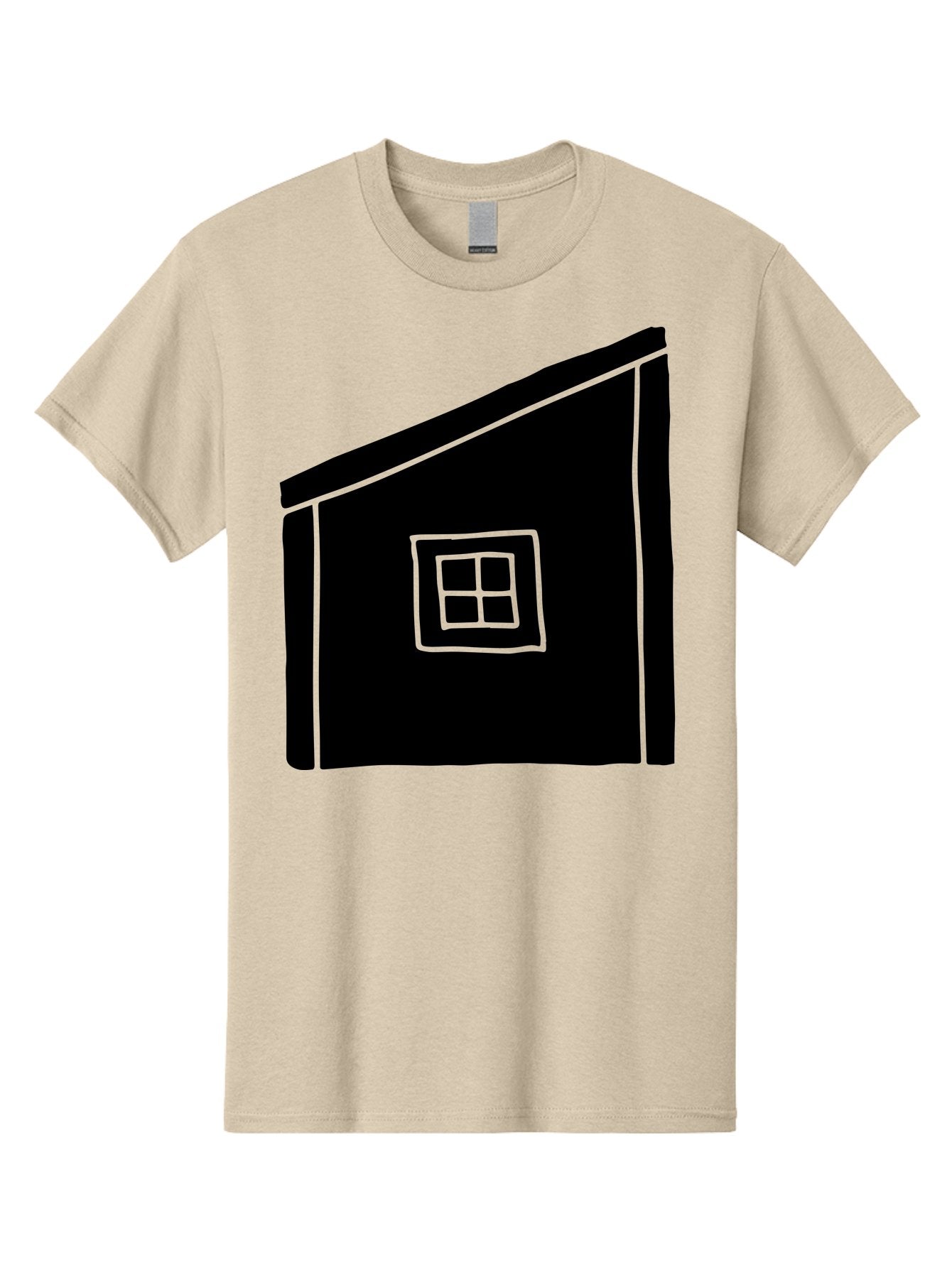 House Men'S Graphic Tee, 100% Cotton, Comfortable Casual Summer Wear, Machine Washable, Simple House Design, Minimalist Architecture, Black House Silhouette, Neon Green Outline, Four-Paned Window, Modern Home Decor, -  Aaa599 7