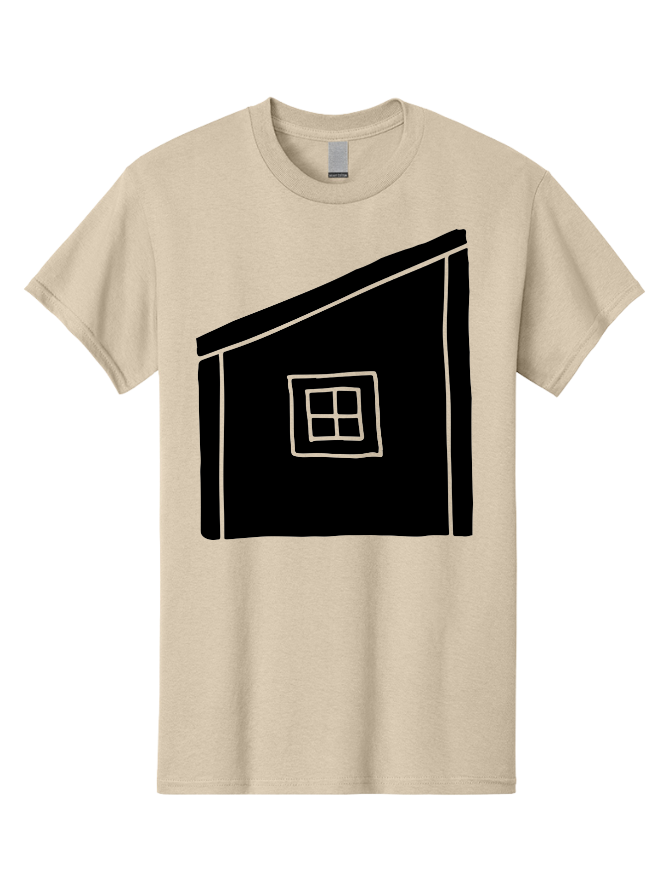 House Men'S Graphic Tee, 100% Cotton, Comfortable Casual Summer Wear, Machine Washable, Simple House Design, Minimalist Architecture, Black House Silhouette, Neon Green Outline, Four-Paned Window, Modern Home Decor, -  Aaa599 27