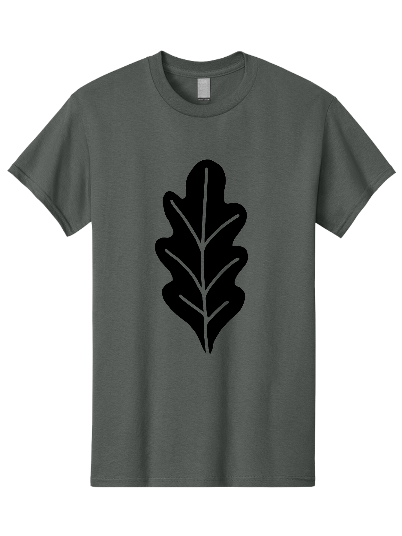 Leaf-Silhouette Men'S Graphic Tee, 100% Cotton, Comfortable Casual Summer Wear, Machine Washable, Leaf Silhouette, Foliage Icon, Simple Leaf Design, Nature-Inspired Graphic, Black Leaf Shape, Neon Green Veins, Minimalist Illustration, -  Aaa601 3