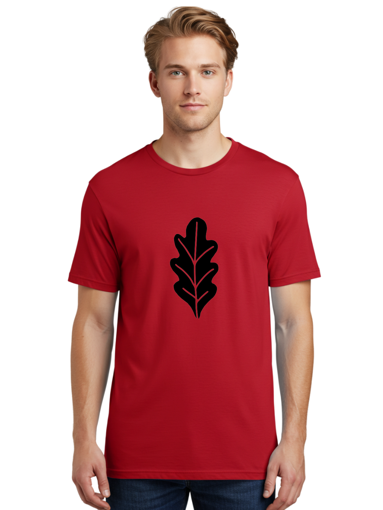 Leaf-Silhouette Men'S Graphic Tee, 100% Cotton, Comfortable Casual Summer Wear, Machine Washable, Leaf Silhouette, Foliage Icon, Simple Leaf Design, Nature-Inspired Graphic, Black Leaf Shape, Neon Green Veins, Minimalist Illustration, -  Aaa601 24
