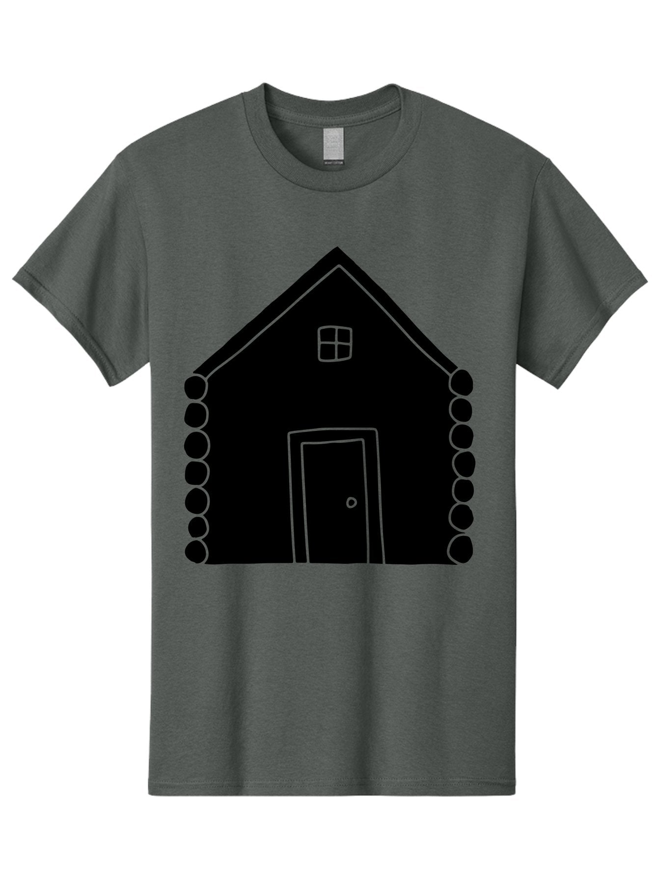 Log-Cabin Men'S Graphic Tee, 100% Cotton, Comfortable Casual Summer Wear, Machine Washable, Simple House Design, Minimalist Architecture, House Outline, Cozy Home, Door And Window, Simple Shapes, Modern Art -  Aaa602 8