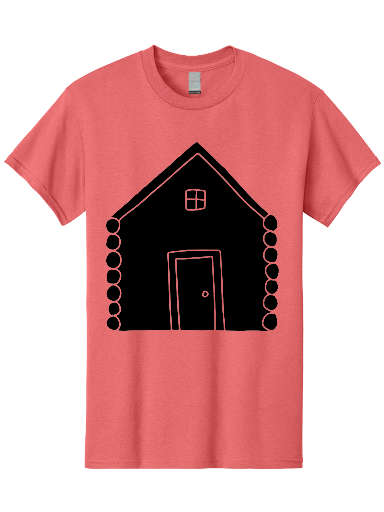 Log-Cabin Men'S Graphic Tee, 100% Cotton, Comfortable Casual Summer Wear, Machine Washable, Simple House Design, Minimalist Architecture, House Outline, Cozy Home, Door And Window, Simple Shapes, Modern Art -  Aaa602 5