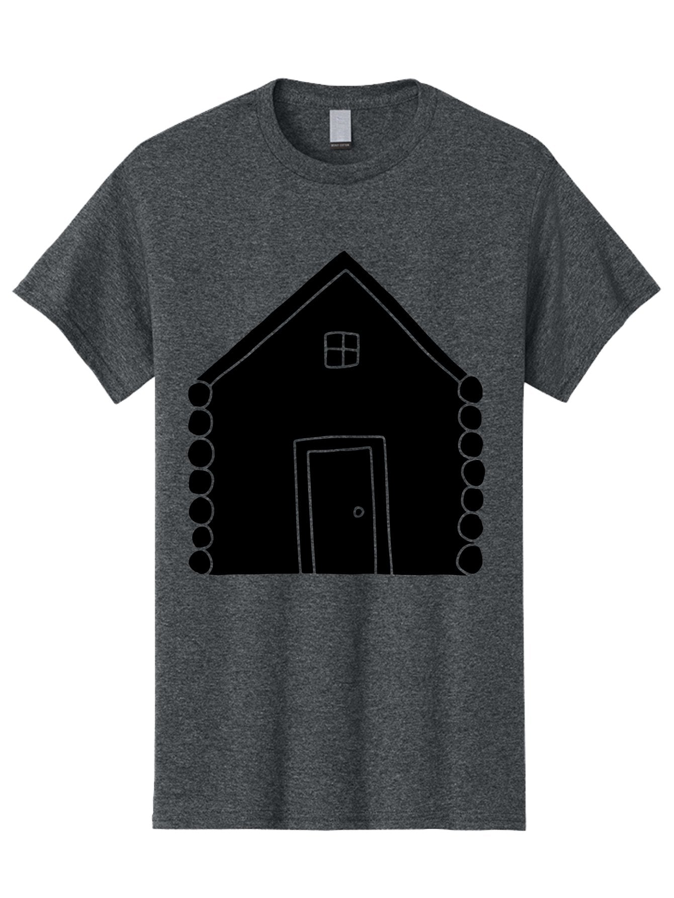 Log-Cabin Men'S Graphic Tee, 100% Cotton, Comfortable Casual Summer Wear, Machine Washable, Simple House Design, Minimalist Architecture, House Outline, Cozy Home, Door And Window, Simple Shapes, Modern Art -  Aaa602 7