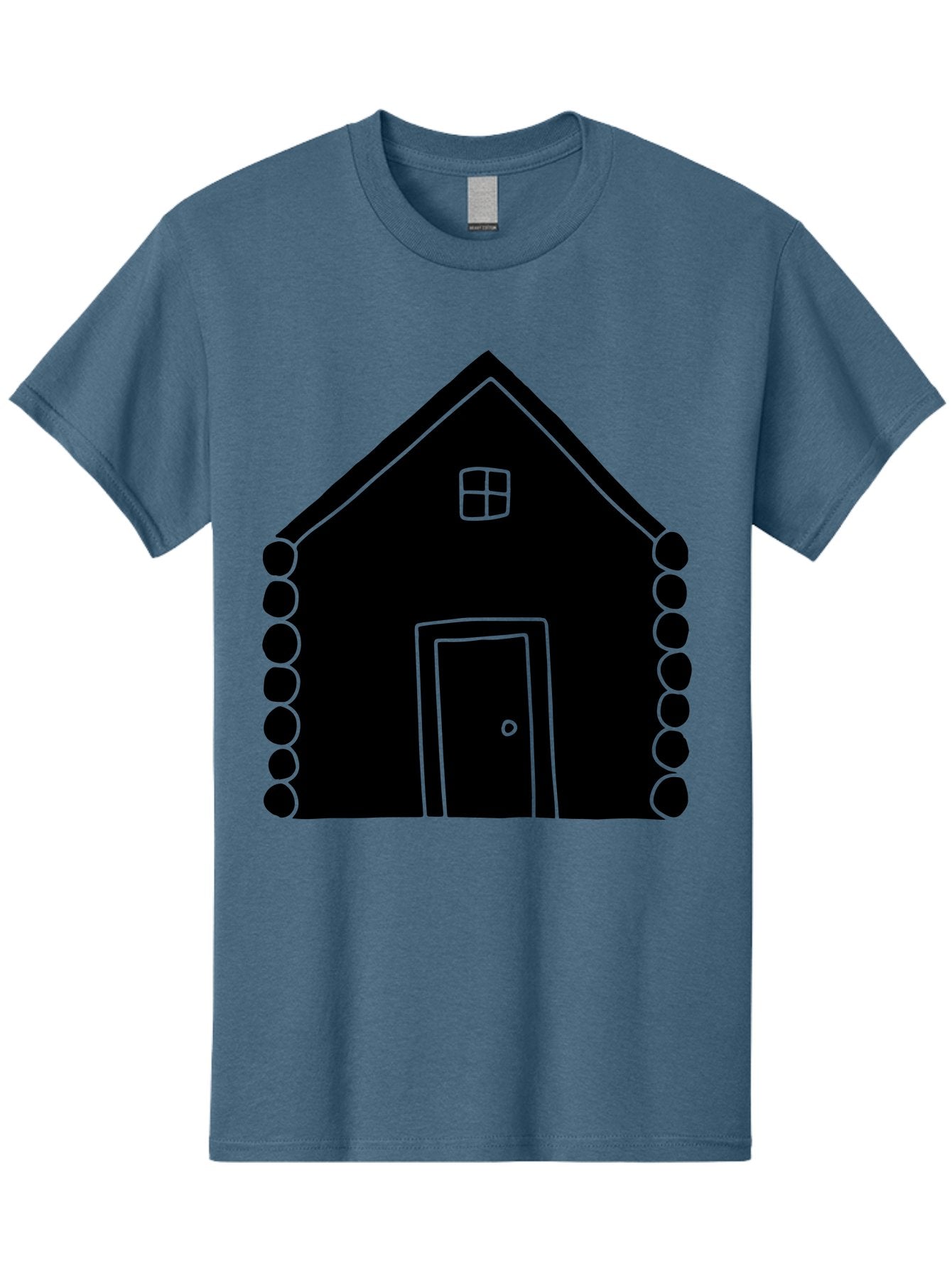 Log-Cabin Men'S Graphic Tee, 100% Cotton, Comfortable Casual Summer Wear, Machine Washable, Simple House Design, Minimalist Architecture, House Outline, Cozy Home, Door And Window, Simple Shapes, Modern Art -  Aaa602 6