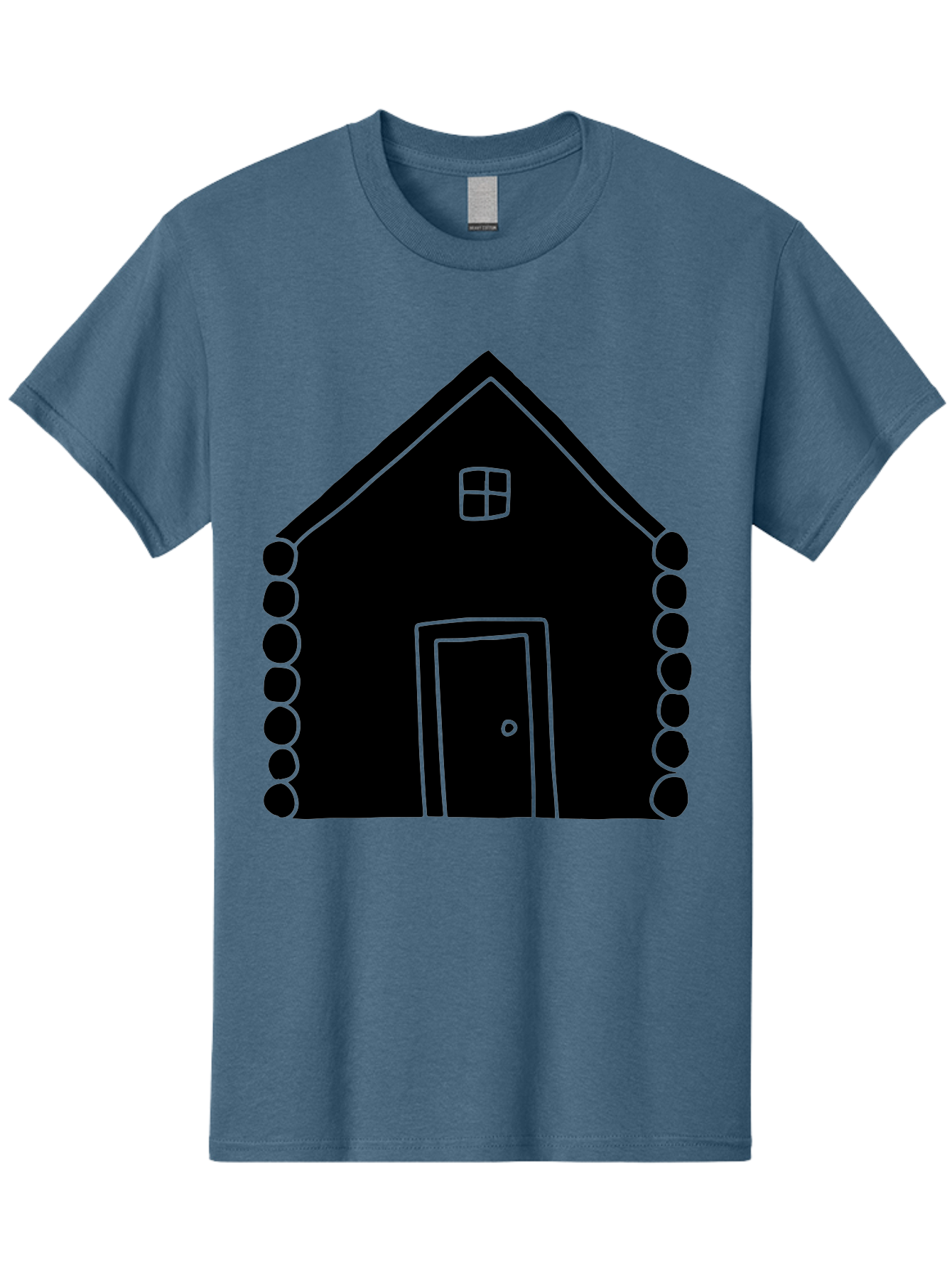 Log-Cabin Men'S Graphic Tee, 100% Cotton, Comfortable Casual Summer Wear, Machine Washable, Simple House Design, Minimalist Architecture, House Outline, Cozy Home, Door And Window, Simple Shapes, Modern Art -  Aaa602 11
