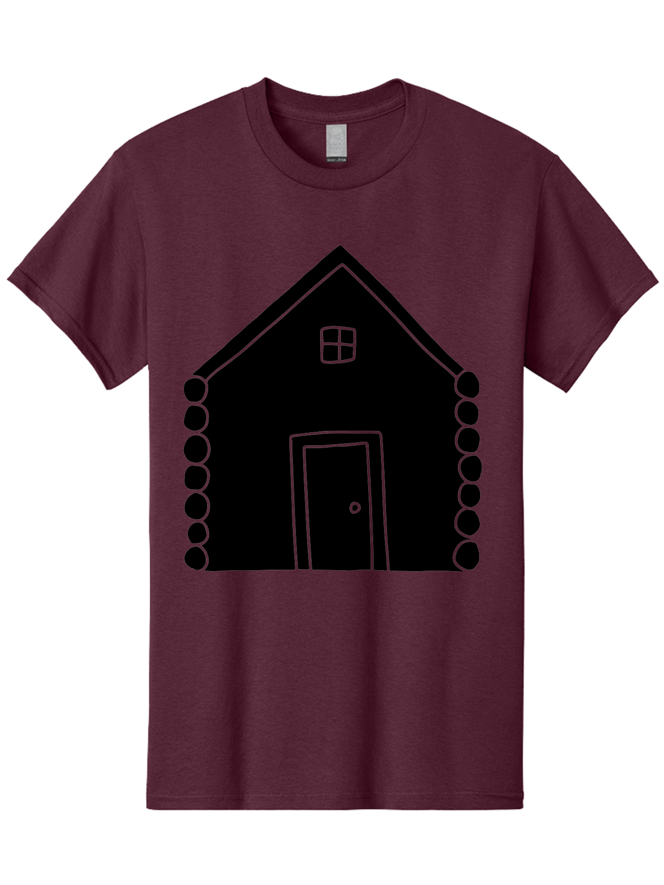 Log-Cabin Men'S Graphic Tee, 100% Cotton, Comfortable Casual Summer Wear, Machine Washable, Simple House Design, Minimalist Architecture, House Outline, Cozy Home, Door And Window, Simple Shapes, Modern Art -  Aaa602 13