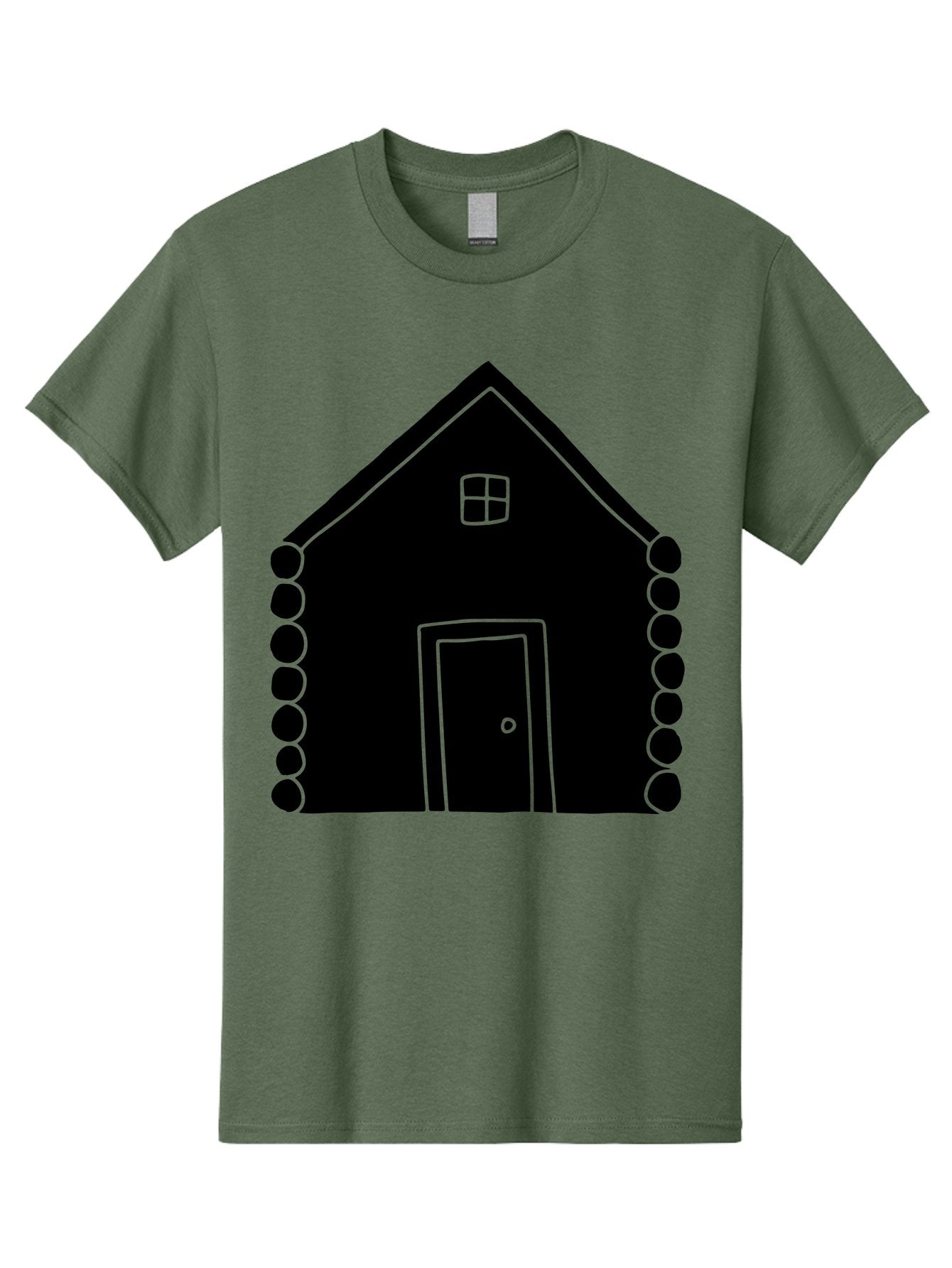 Log-Cabin Men'S Graphic Tee, 100% Cotton, Comfortable Casual Summer Wear, Machine Washable, Simple House Design, Minimalist Architecture, House Outline, Cozy Home, Door And Window, Simple Shapes, Modern Art -  Aaa602 3