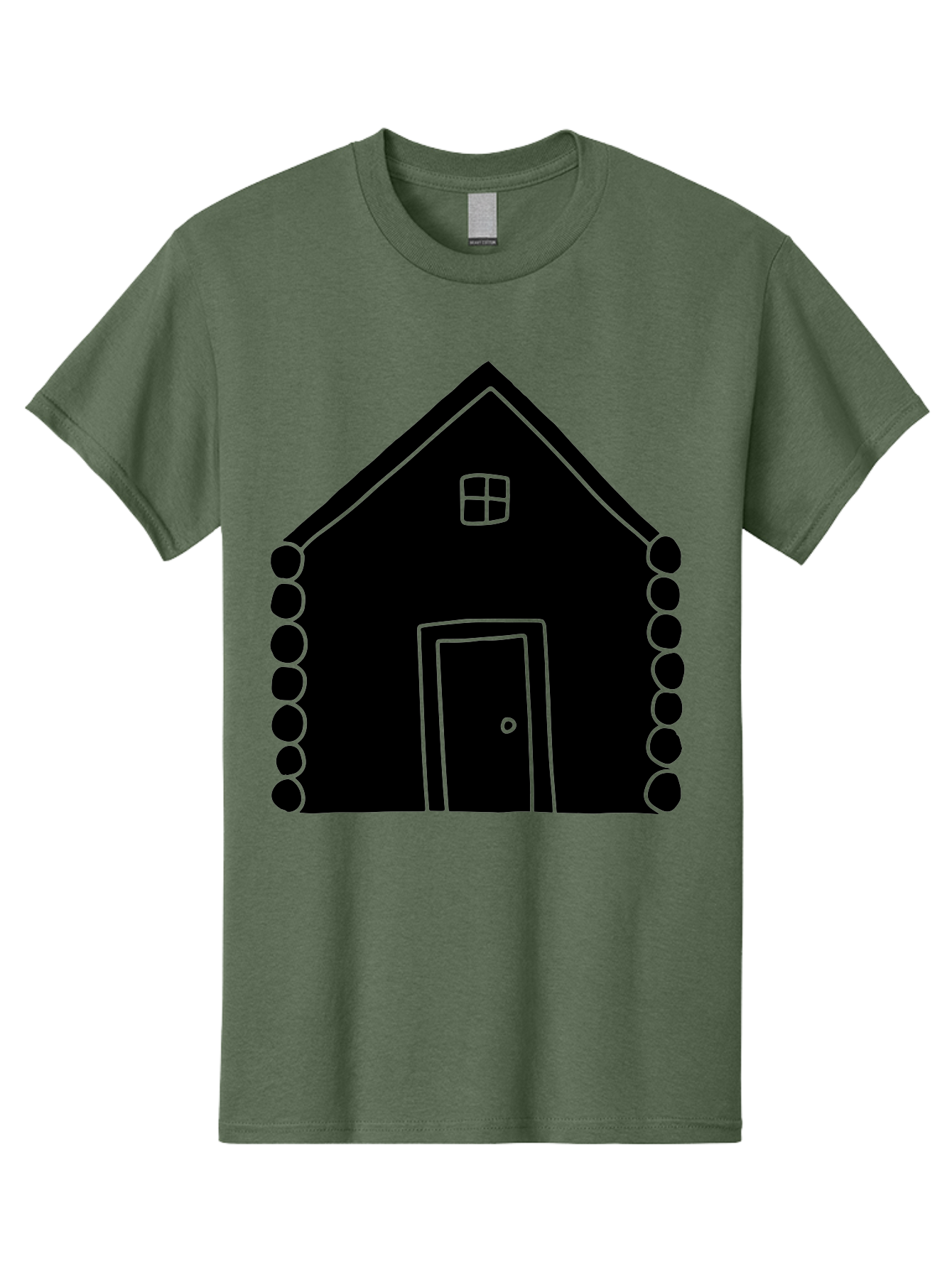Log-Cabin Men'S Graphic Tee, 100% Cotton, Comfortable Casual Summer Wear, Machine Washable, Simple House Design, Minimalist Architecture, House Outline, Cozy Home, Door And Window, Simple Shapes, Modern Art -  Aaa602 15