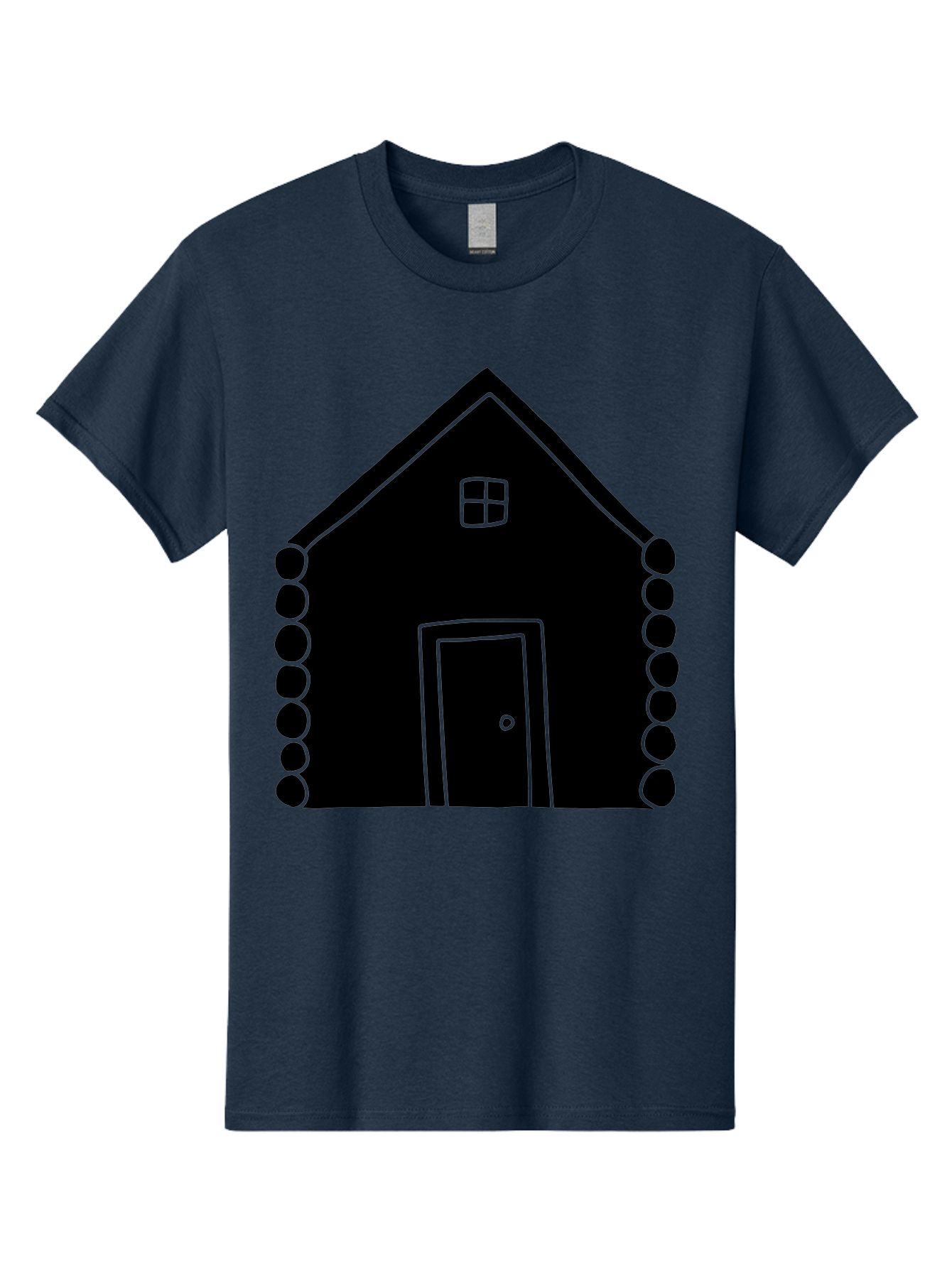 Log-Cabin Men'S Graphic Tee, 100% Cotton, Comfortable Casual Summer Wear, Machine Washable, Simple House Design, Minimalist Architecture, House Outline, Cozy Home, Door And Window, Simple Shapes, Modern Art -  Aaa602 19