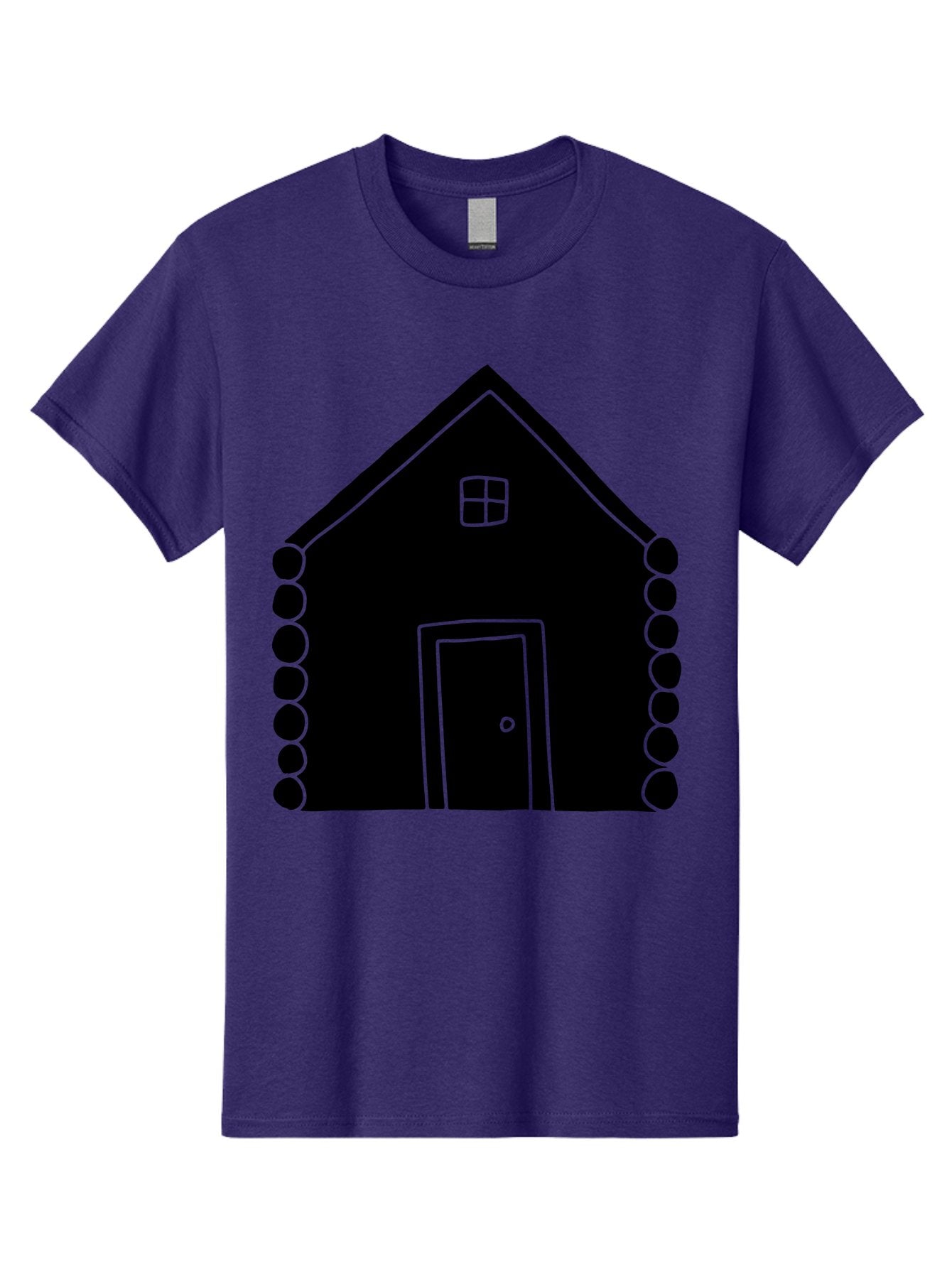 Log-Cabin Men'S Graphic Tee, 100% Cotton, Comfortable Casual Summer Wear, Machine Washable, Simple House Design, Minimalist Architecture, House Outline, Cozy Home, Door And Window, Simple Shapes, Modern Art -  Aaa602 13