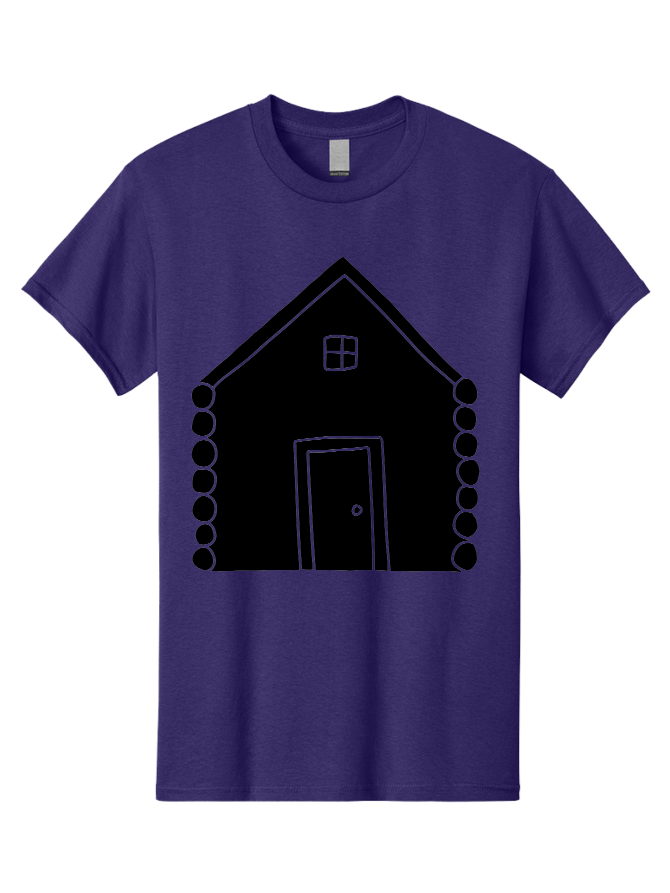 Log-Cabin Men'S Graphic Tee, 100% Cotton, Comfortable Casual Summer Wear, Machine Washable, Simple House Design, Minimalist Architecture, House Outline, Cozy Home, Door And Window, Simple Shapes, Modern Art -  Aaa602 21