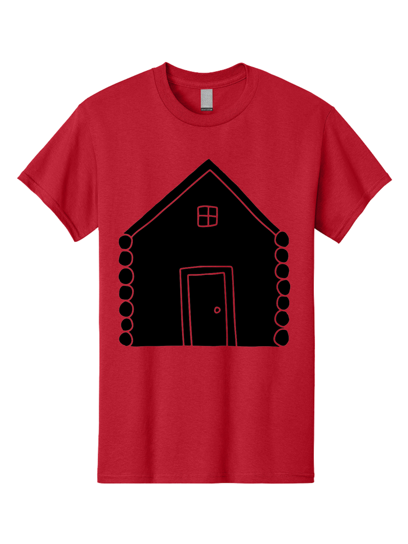 Log-Cabin Men'S Graphic Tee, 100% Cotton, Comfortable Casual Summer Wear, Machine Washable, Simple House Design, Minimalist Architecture, House Outline, Cozy Home, Door And Window, Simple Shapes, Modern Art -  Aaa602 23