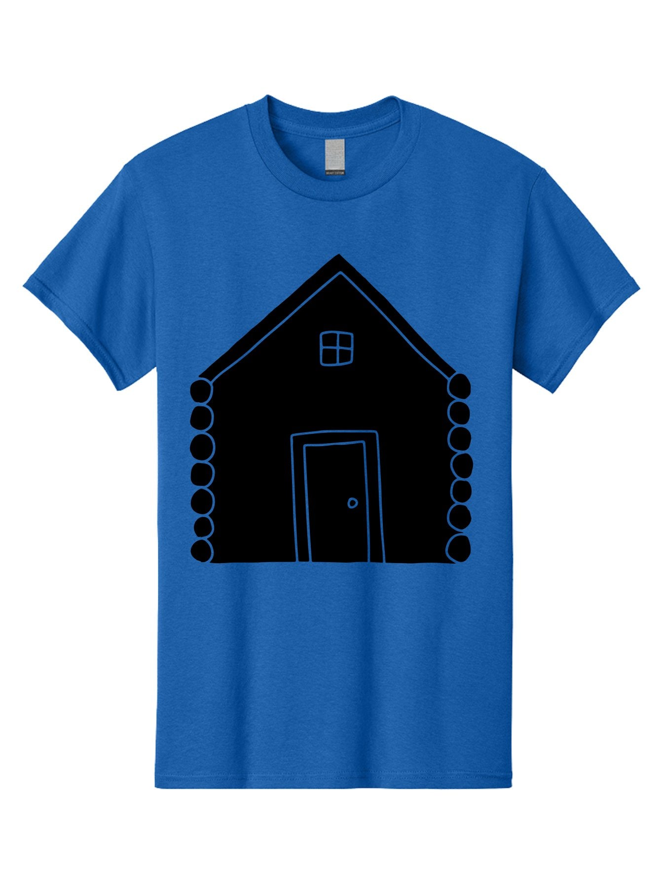 Log-Cabin Men'S Graphic Tee, 100% Cotton, Comfortable Casual Summer Wear, Machine Washable, Simple House Design, Minimalist Architecture, House Outline, Cozy Home, Door And Window, Simple Shapes, Modern Art -  Aaa602 10