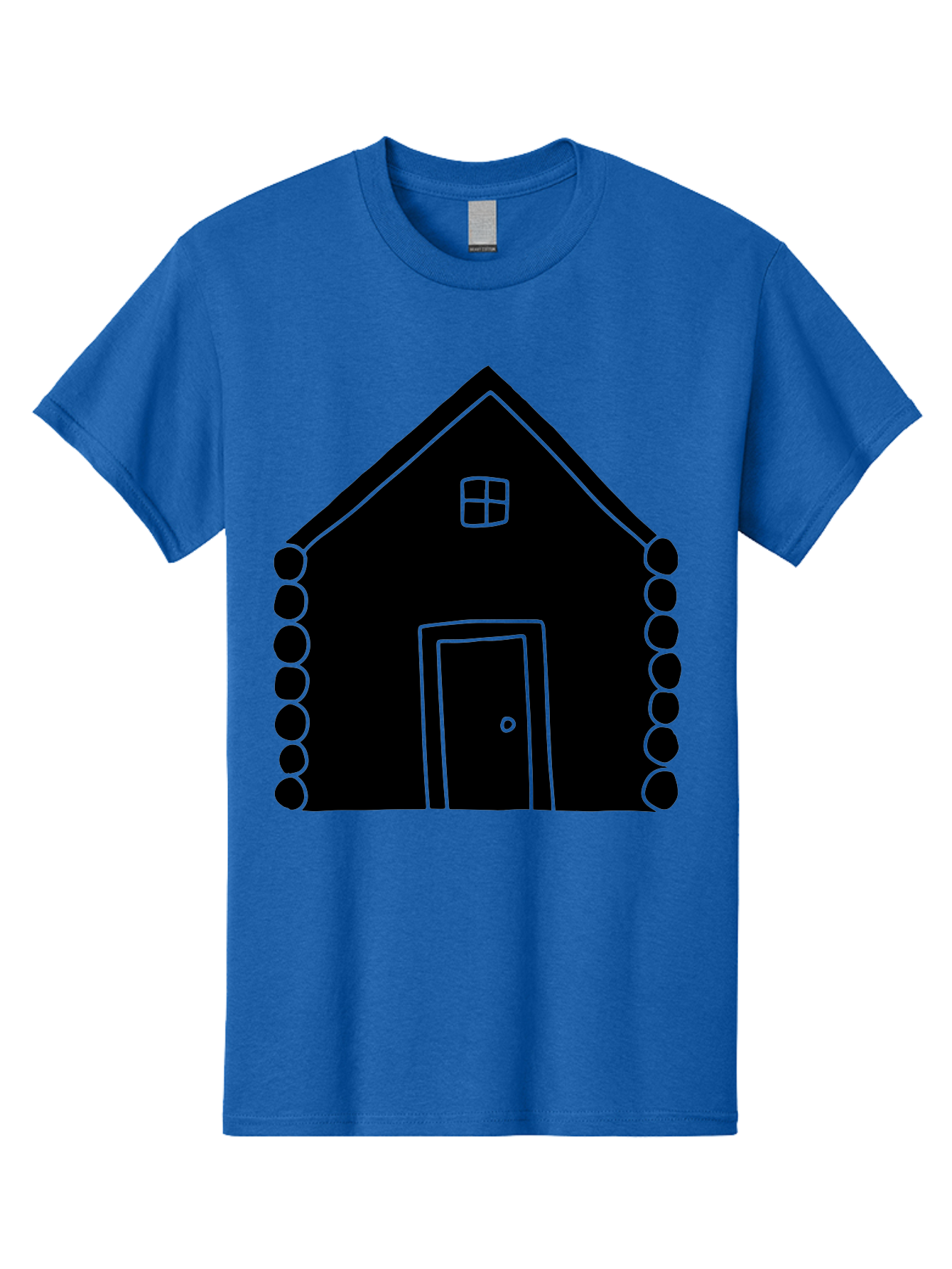 Log-Cabin Men'S Graphic Tee, 100% Cotton, Comfortable Casual Summer Wear, Machine Washable, Simple House Design, Minimalist Architecture, House Outline, Cozy Home, Door And Window, Simple Shapes, Modern Art -  Aaa602 25