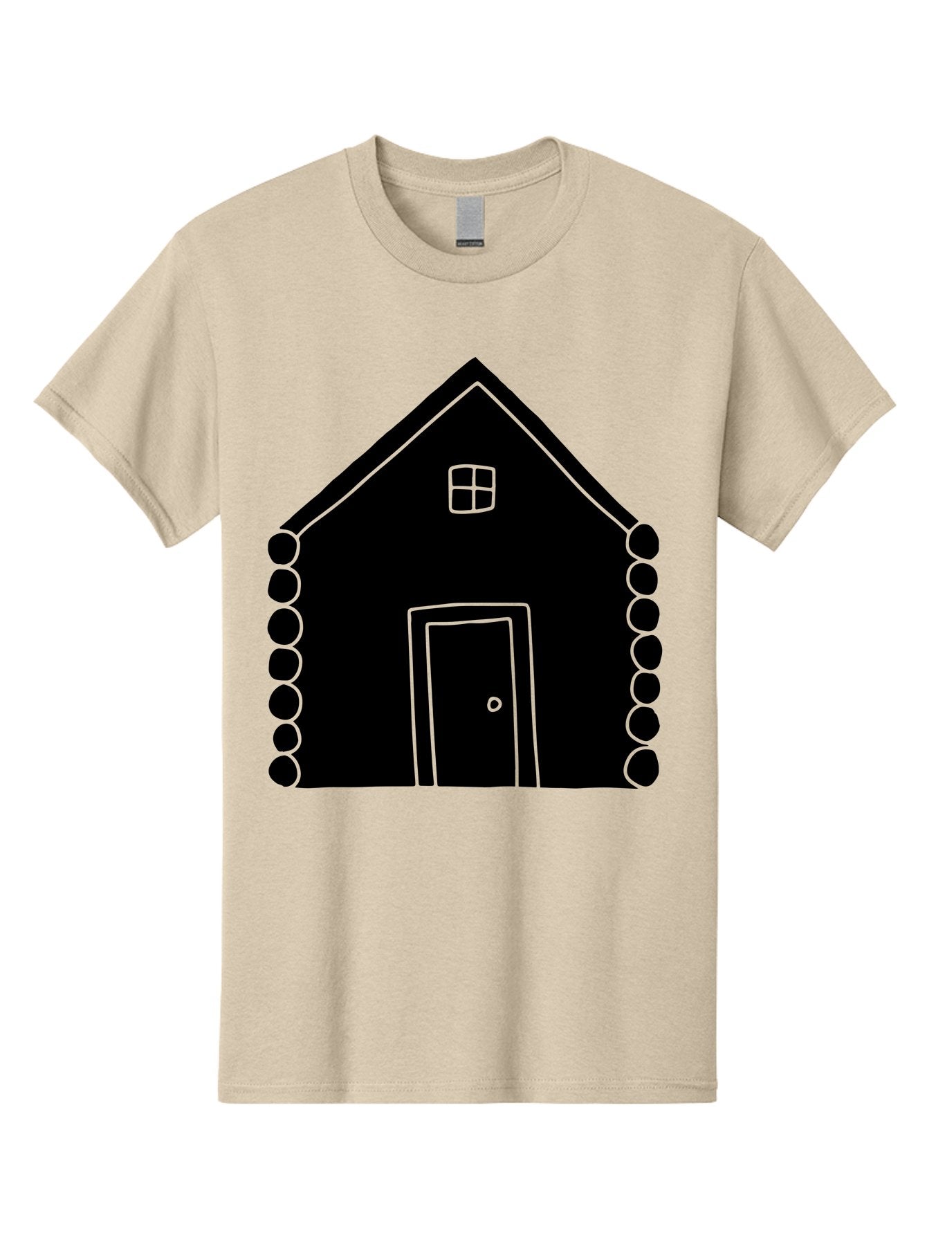 Log-Cabin Men'S Graphic Tee, 100% Cotton, Comfortable Casual Summer Wear, Machine Washable, Simple House Design, Minimalist Architecture, House Outline, Cozy Home, Door And Window, Simple Shapes, Modern Art -  Aaa602 4