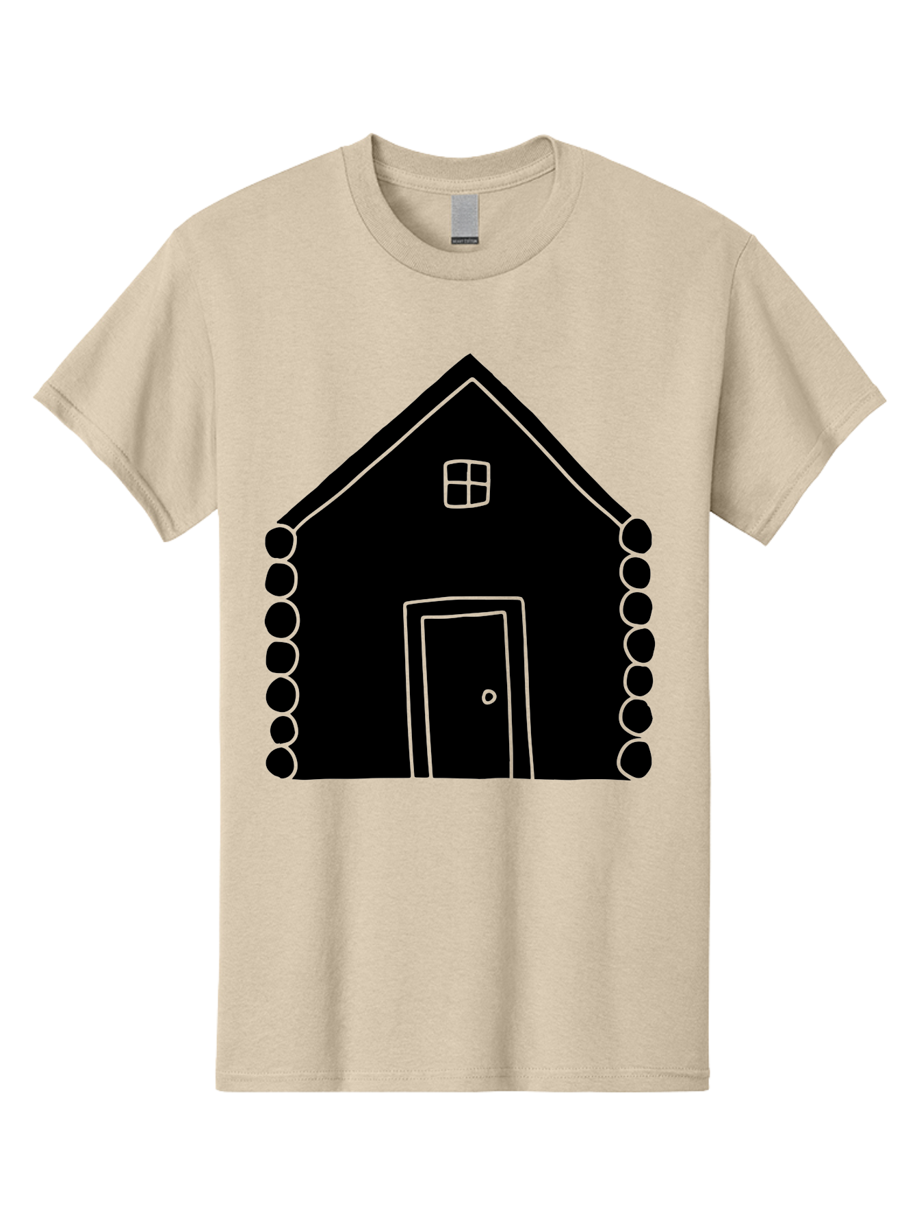 Log-Cabin Men'S Graphic Tee, 100% Cotton, Comfortable Casual Summer Wear, Machine Washable, Simple House Design, Minimalist Architecture, House Outline, Cozy Home, Door And Window, Simple Shapes, Modern Art -  Aaa602 27