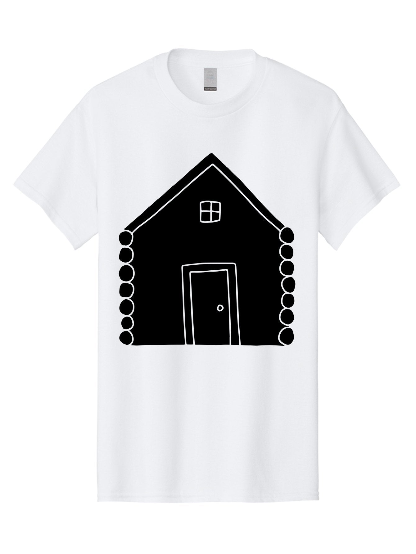 Log-Cabin Men'S Graphic Tee, 100% Cotton, Comfortable Casual Summer Wear, Machine Washable, Simple House Design, Minimalist Architecture, House Outline, Cozy Home, Door And Window, Simple Shapes, Modern Art -  Aaa602 12