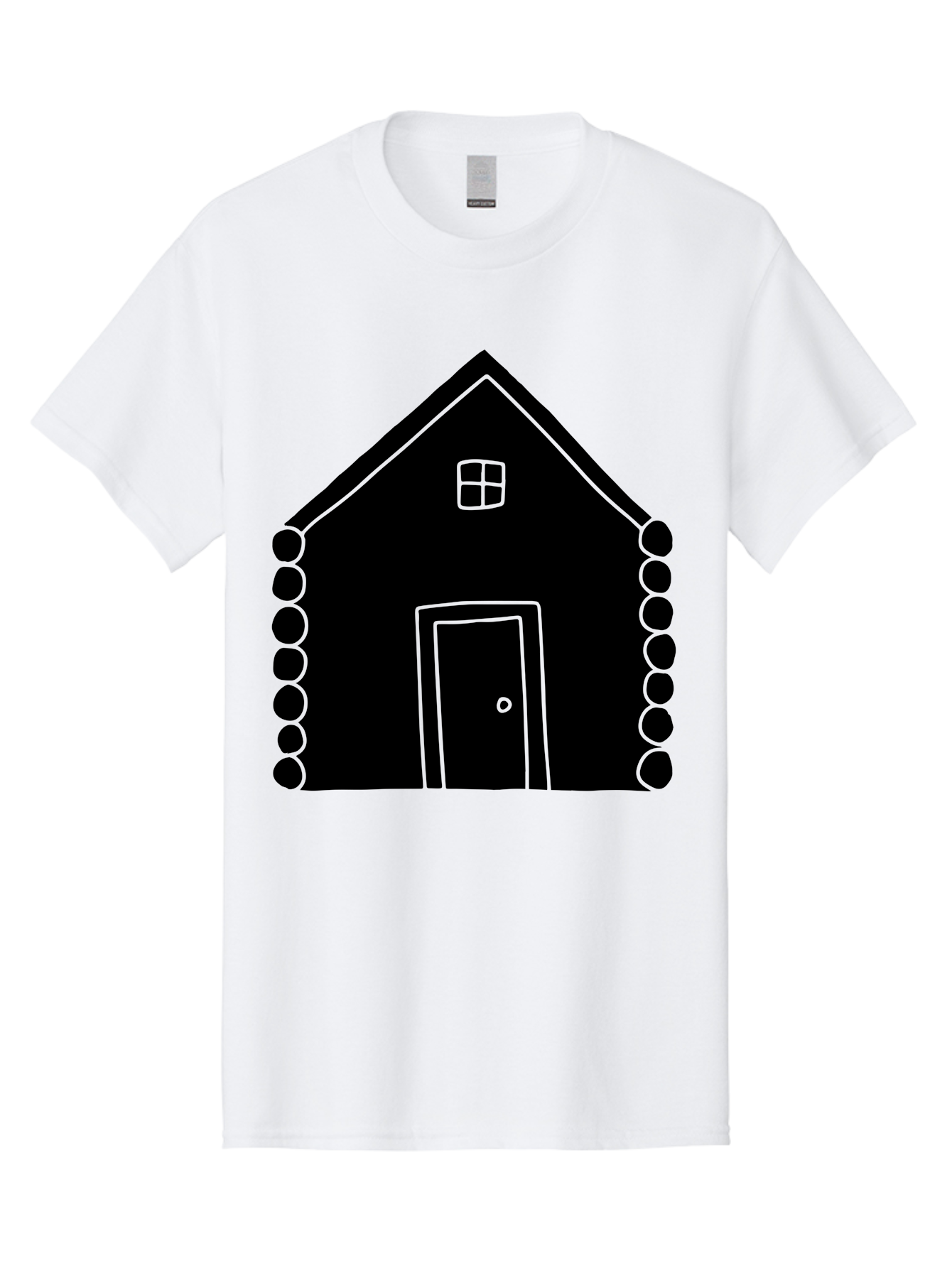 Log-Cabin Men'S Graphic Tee, 100% Cotton, Comfortable Casual Summer Wear, Machine Washable, Simple House Design, Minimalist Architecture, House Outline, Cozy Home, Door And Window, Simple Shapes, Modern Art -  Aaa602 29