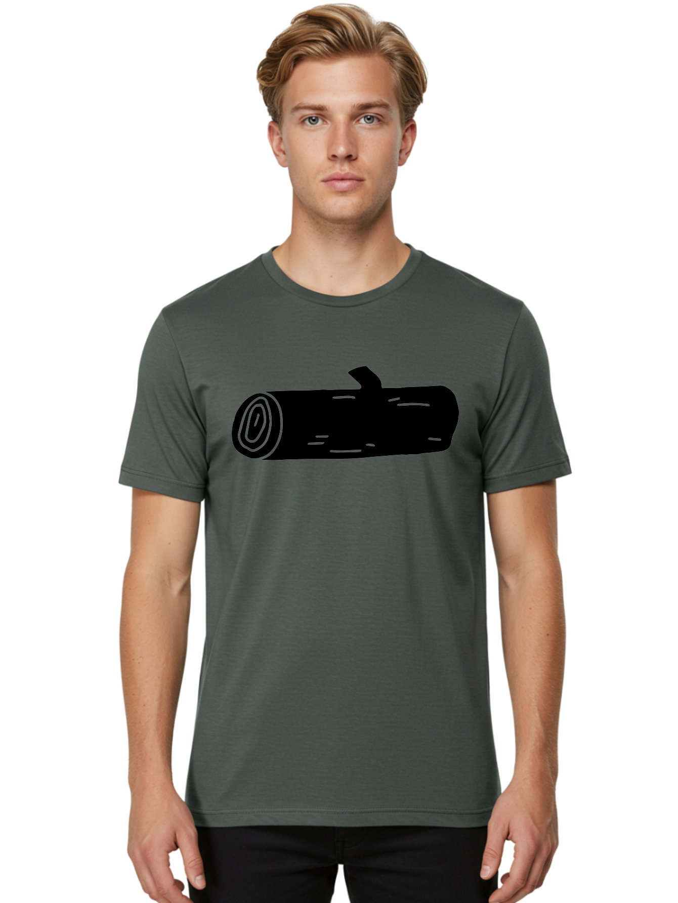 Log Men'S Graphic Tee, 100% Cotton, Comfortable Casual Summer Wear, Machine Washable, Log With Branch, Wooden Texture, Forest Log, Tree Trunk, Rustic Wood, Natural Material, Simple Illustration -  Aaa603 4