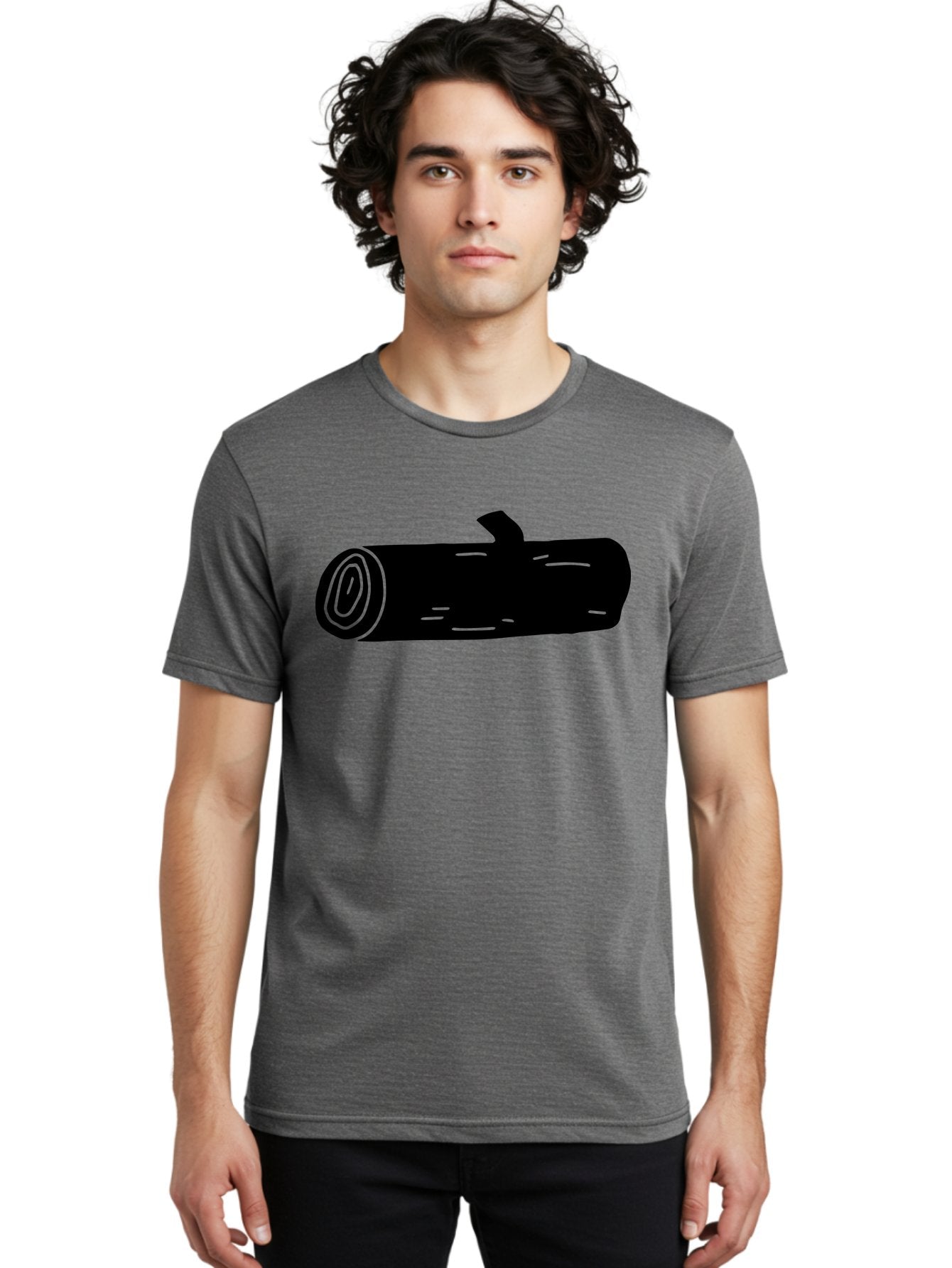Log Men'S Graphic Tee, 100% Cotton, Comfortable Casual Summer Wear, Machine Washable, Log With Branch, Wooden Texture, Forest Log, Tree Trunk, Rustic Wood, Natural Material, Simple Illustration -  Aaa603 17