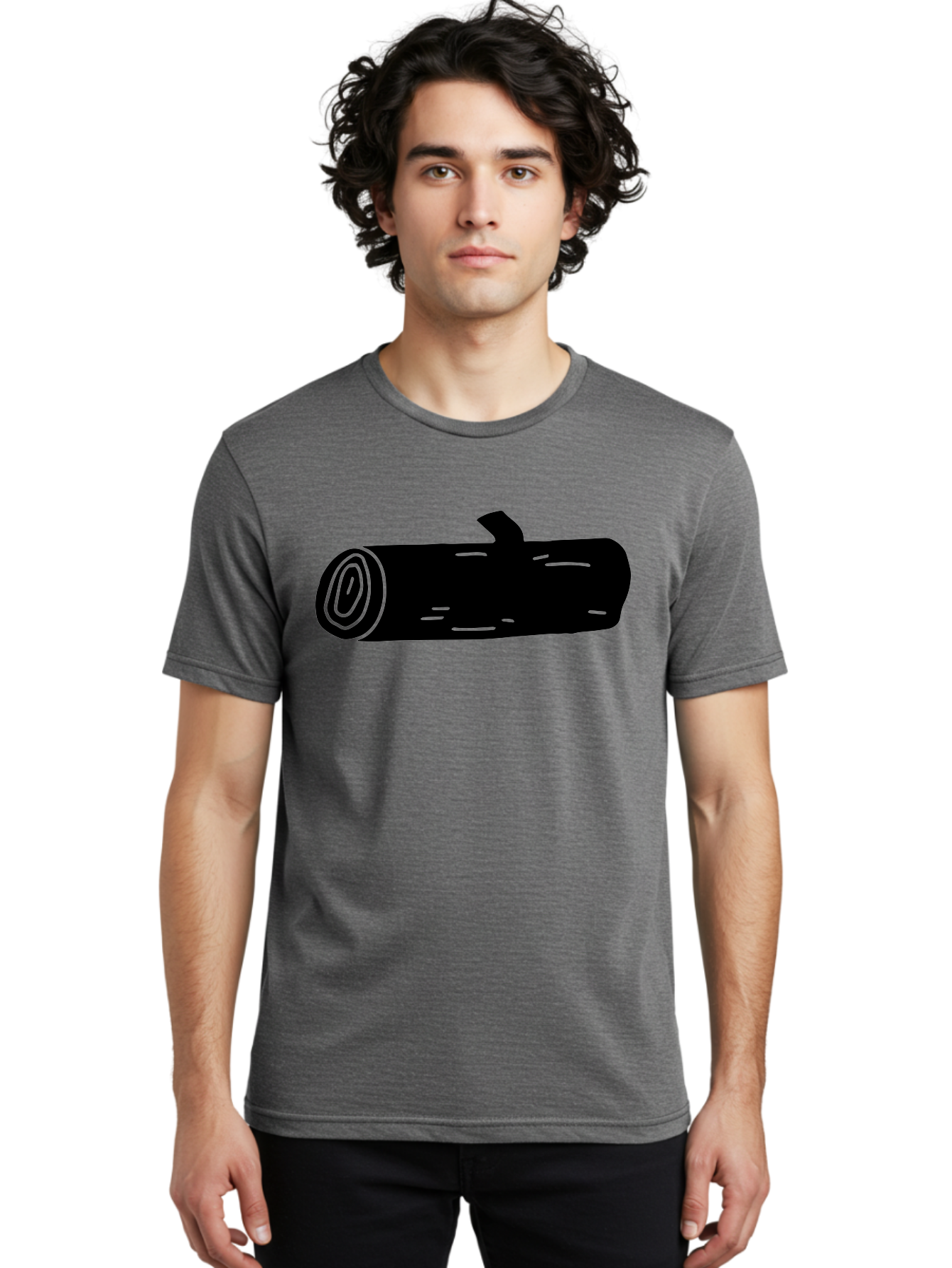 Log Men'S Graphic Tee, 100% Cotton, Comfortable Casual Summer Wear, Machine Washable, Log With Branch, Wooden Texture, Forest Log, Tree Trunk, Rustic Wood, Natural Material, Simple Illustration -  Aaa603 10