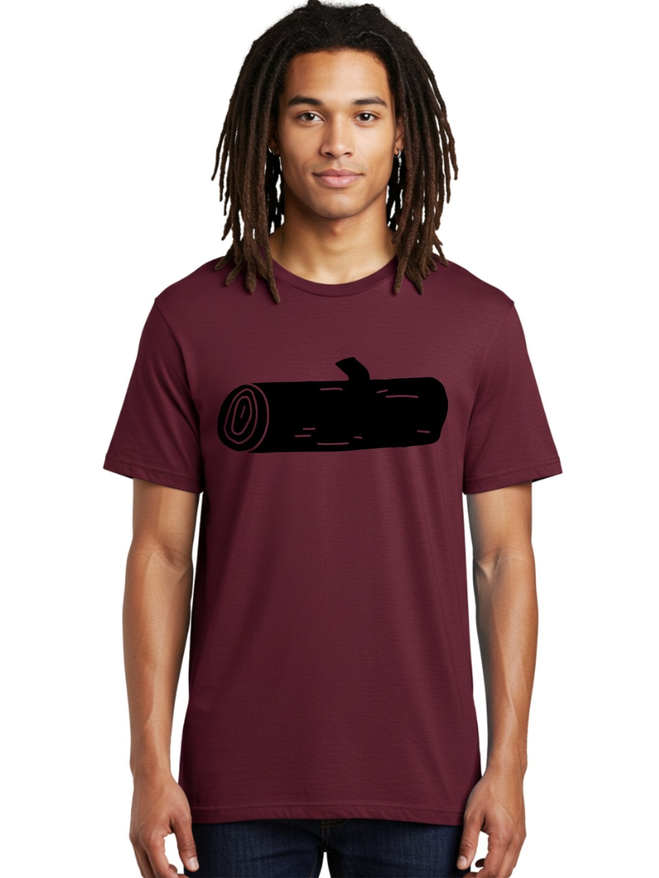 Log Men'S Graphic Tee, 100% Cotton, Comfortable Casual Summer Wear, Machine Washable, Log With Branch, Wooden Texture, Forest Log, Tree Trunk, Rustic Wood, Natural Material, Simple Illustration -  Aaa603 16