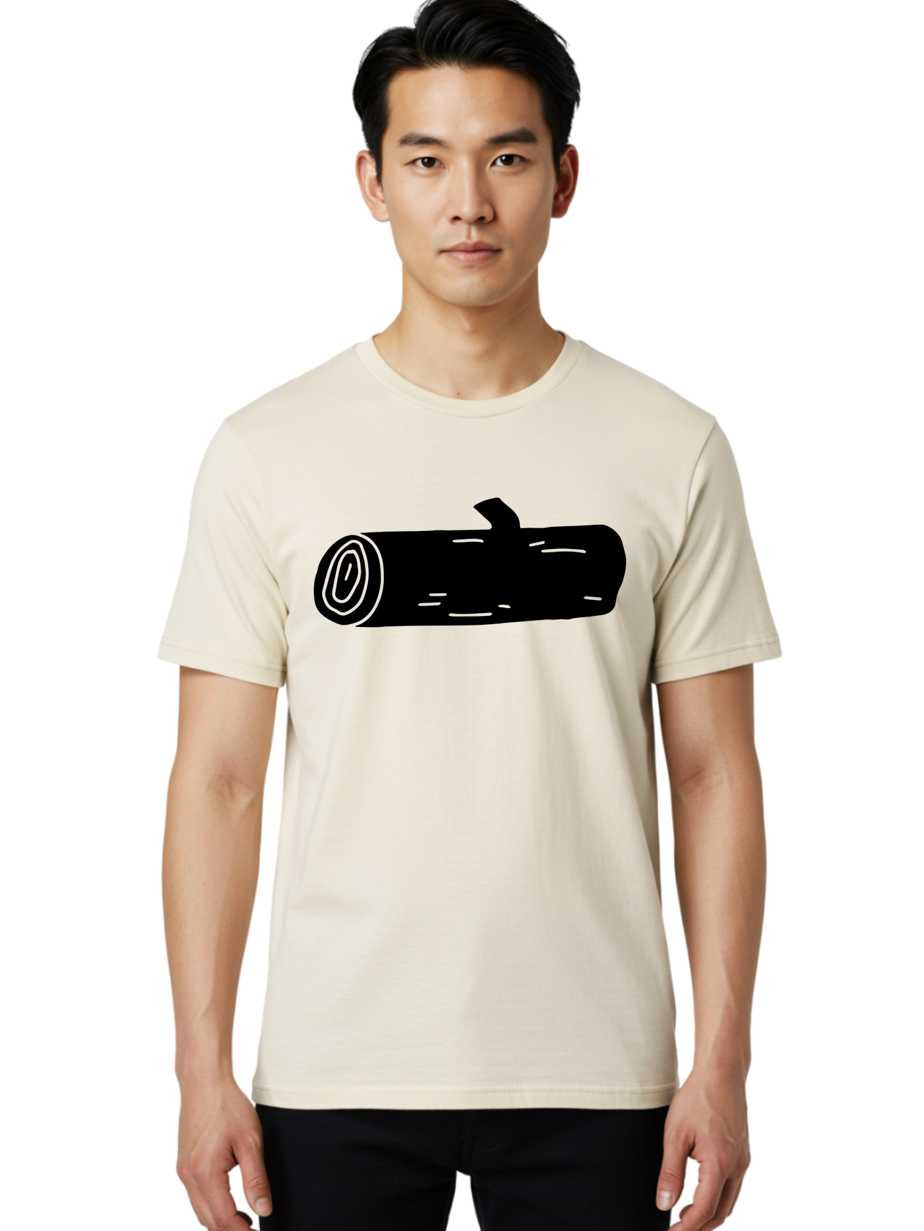 Log Men'S Graphic Tee, 100% Cotton, Comfortable Casual Summer Wear, Machine Washable, Log With Branch, Wooden Texture, Forest Log, Tree Trunk, Rustic Wood, Natural Material, Simple Illustration -  Aaa603 18