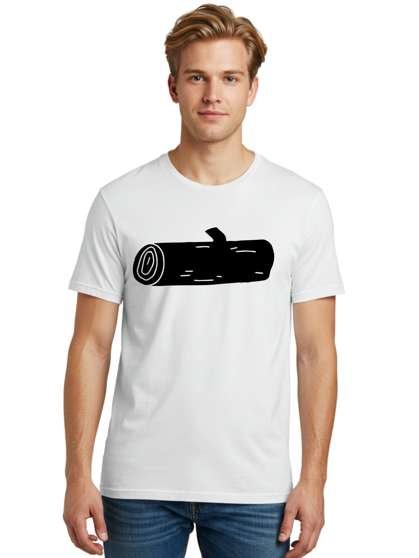 Log Men'S Graphic Tee, 100% Cotton, Comfortable Casual Summer Wear, Machine Washable, Log With Branch, Wooden Texture, Forest Log, Tree Trunk, Rustic Wood, Natural Material, Simple Illustration -  Aaa603 19