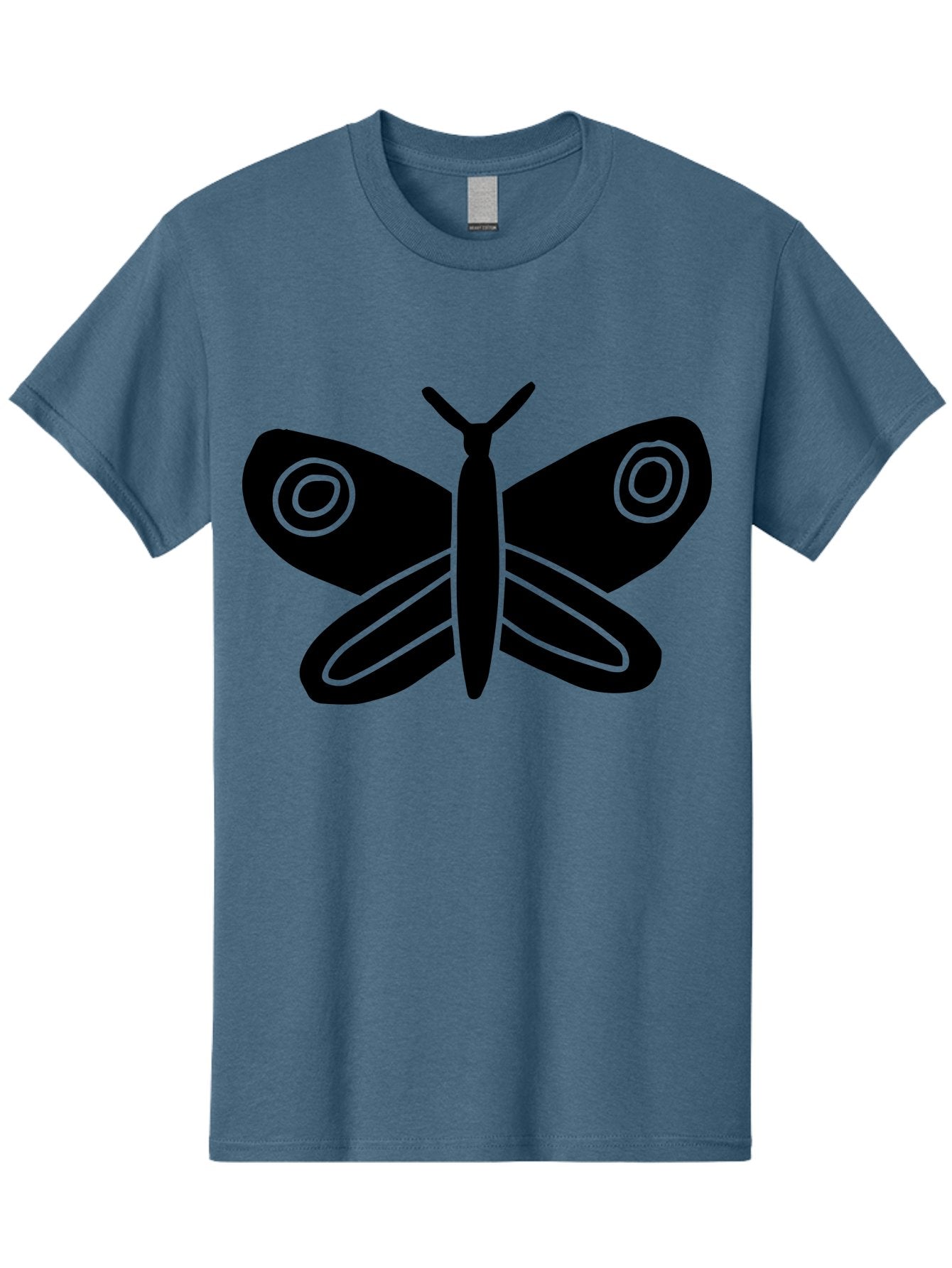 Luna-Moth Men'S Graphic Tee, 100% Cotton, Comfortable Casual Summer Wear, Machine Washable, Simple Moth Design, Minimalist Art, Black Silhouette, Green Outline, Stylized Insect, Modern Graphic, Wing Pattern, Nature Inspiration -  Aaa604 4