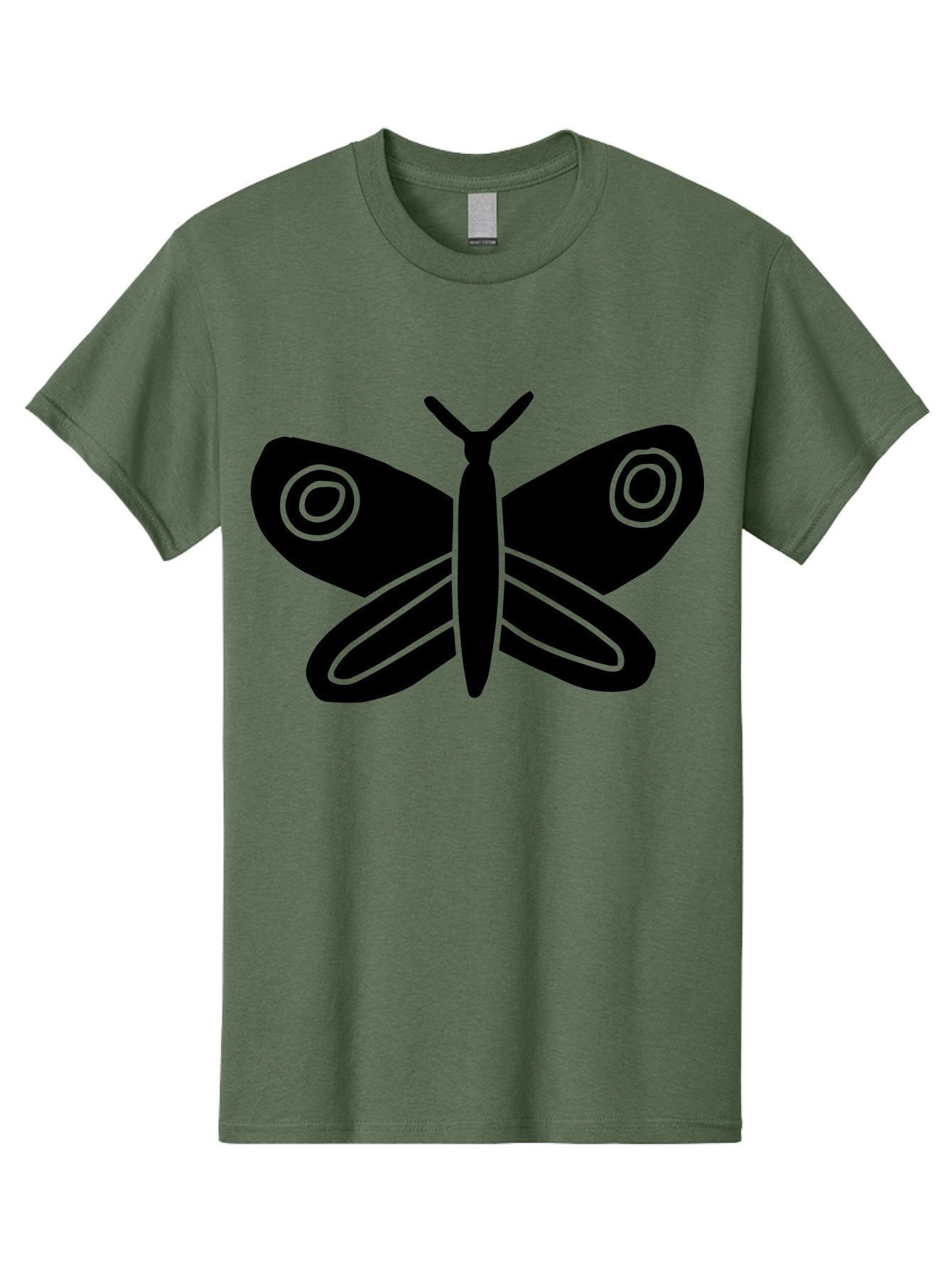 Luna-Moth Men'S Graphic Tee, 100% Cotton, Comfortable Casual Summer Wear, Machine Washable, Simple Moth Design, Minimalist Art, Black Silhouette, Green Outline, Stylized Insect, Modern Graphic, Wing Pattern, Nature Inspiration -  Aaa604 11