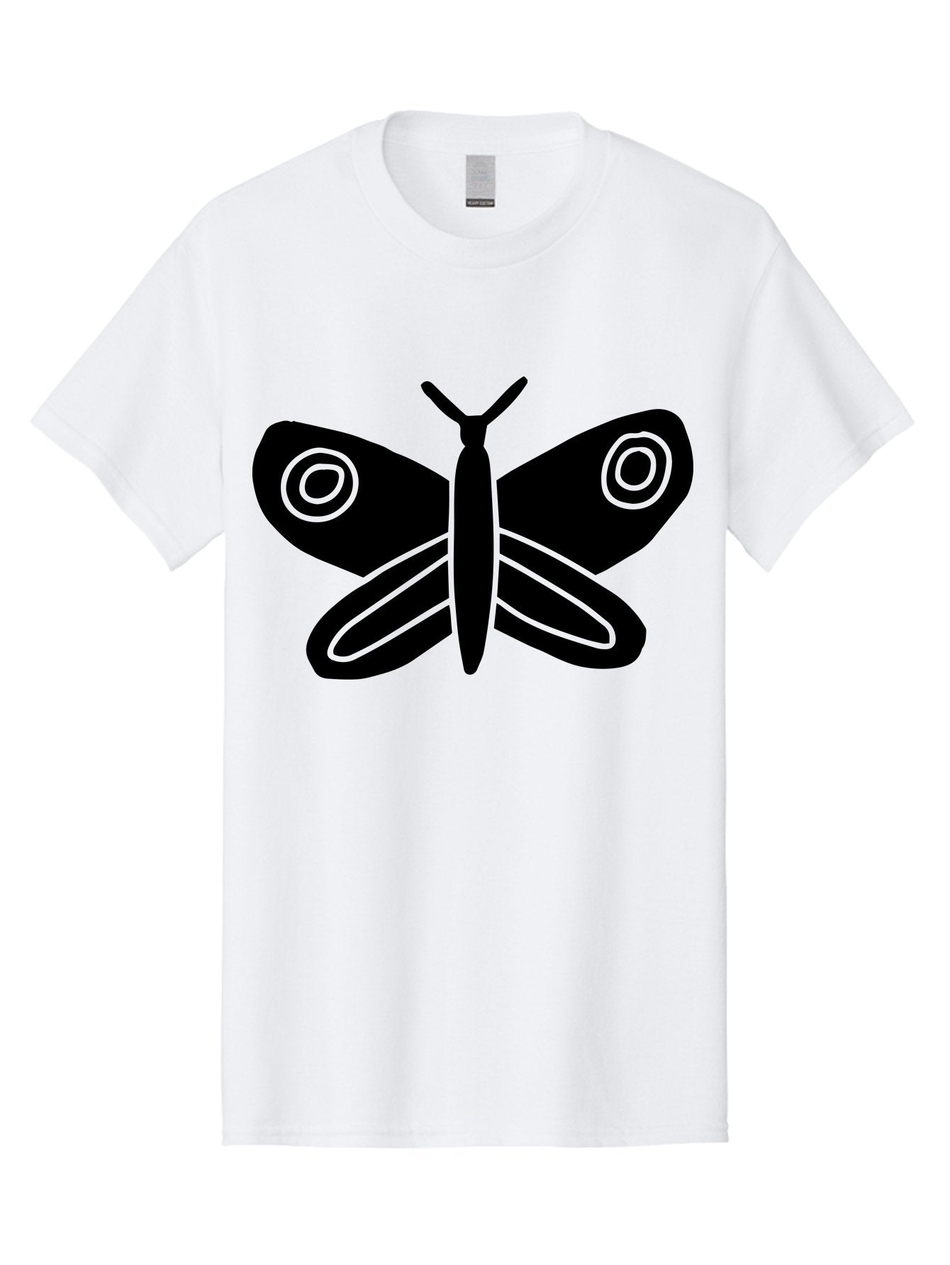 Luna-Moth Men'S Graphic Tee, 100% Cotton, Comfortable Casual Summer Wear, Machine Washable, Simple Moth Design, Minimalist Art, Black Silhouette, Green Outline, Stylized Insect, Modern Graphic, Wing Pattern, Nature Inspiration -  Aaa604