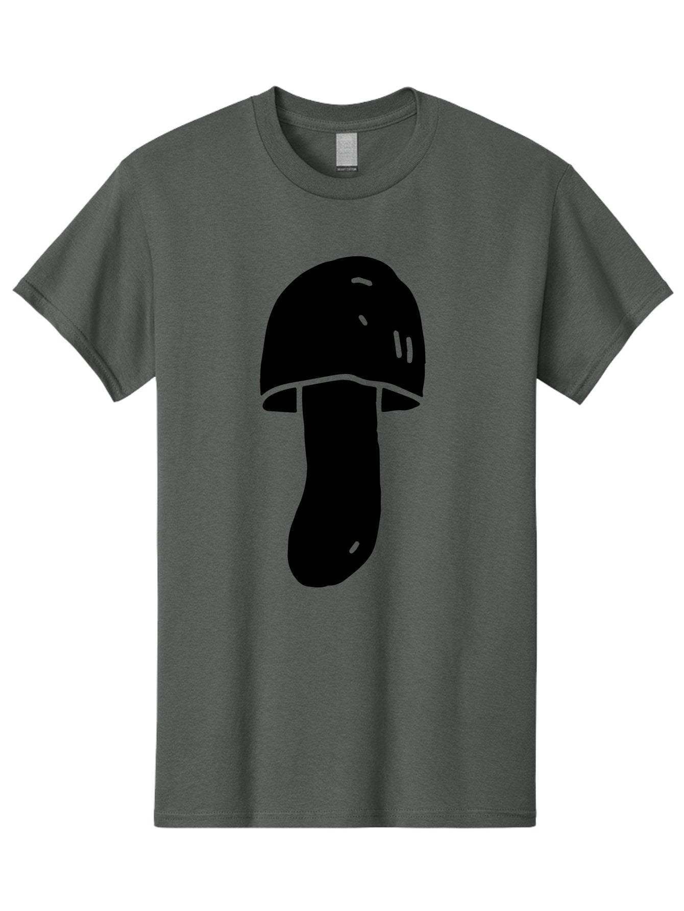 Mushroom-Graphic Men'S Graphic Tee, 100% Cotton, Comfortable Casual Summer Wear, Machine Washable, Mushroom Silhouette, Simple Design, Minimalist Art, Fungal Icon, Black And Green, Nature Symbol -  Aaa606 11