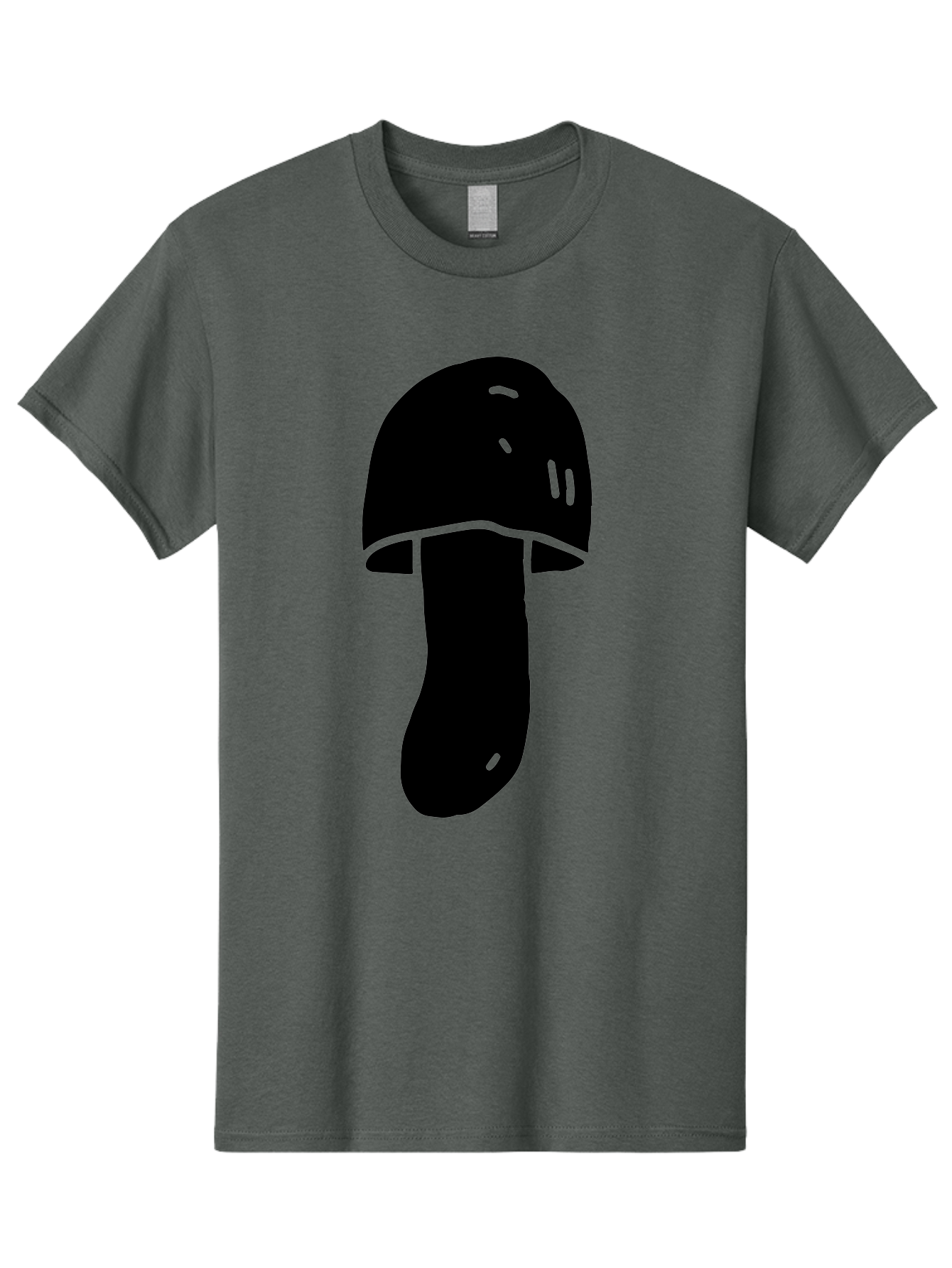 Mushroom-Graphic Men'S Graphic Tee, 100% Cotton, Comfortable Casual Summer Wear, Machine Washable, Mushroom Silhouette, Simple Design, Minimalist Art, Fungal Icon, Black And Green, Nature Symbol -  Aaa606 3