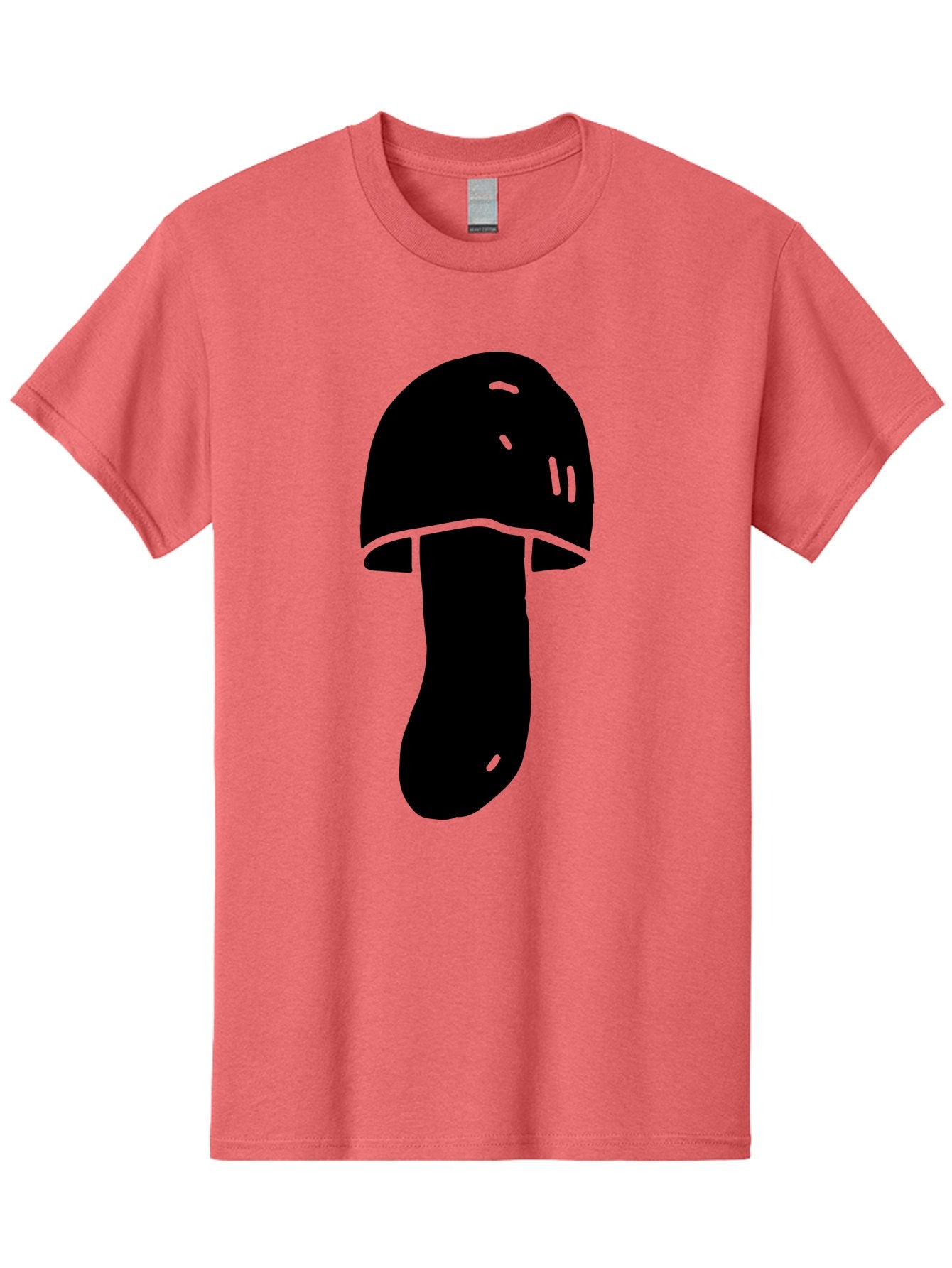 Mushroom-Graphic Men'S Graphic Tee, 100% Cotton, Comfortable Casual Summer Wear, Machine Washable, Mushroom Silhouette, Simple Design, Minimalist Art, Fungal Icon, Black And Green, Nature Symbol -  Aaa606 14