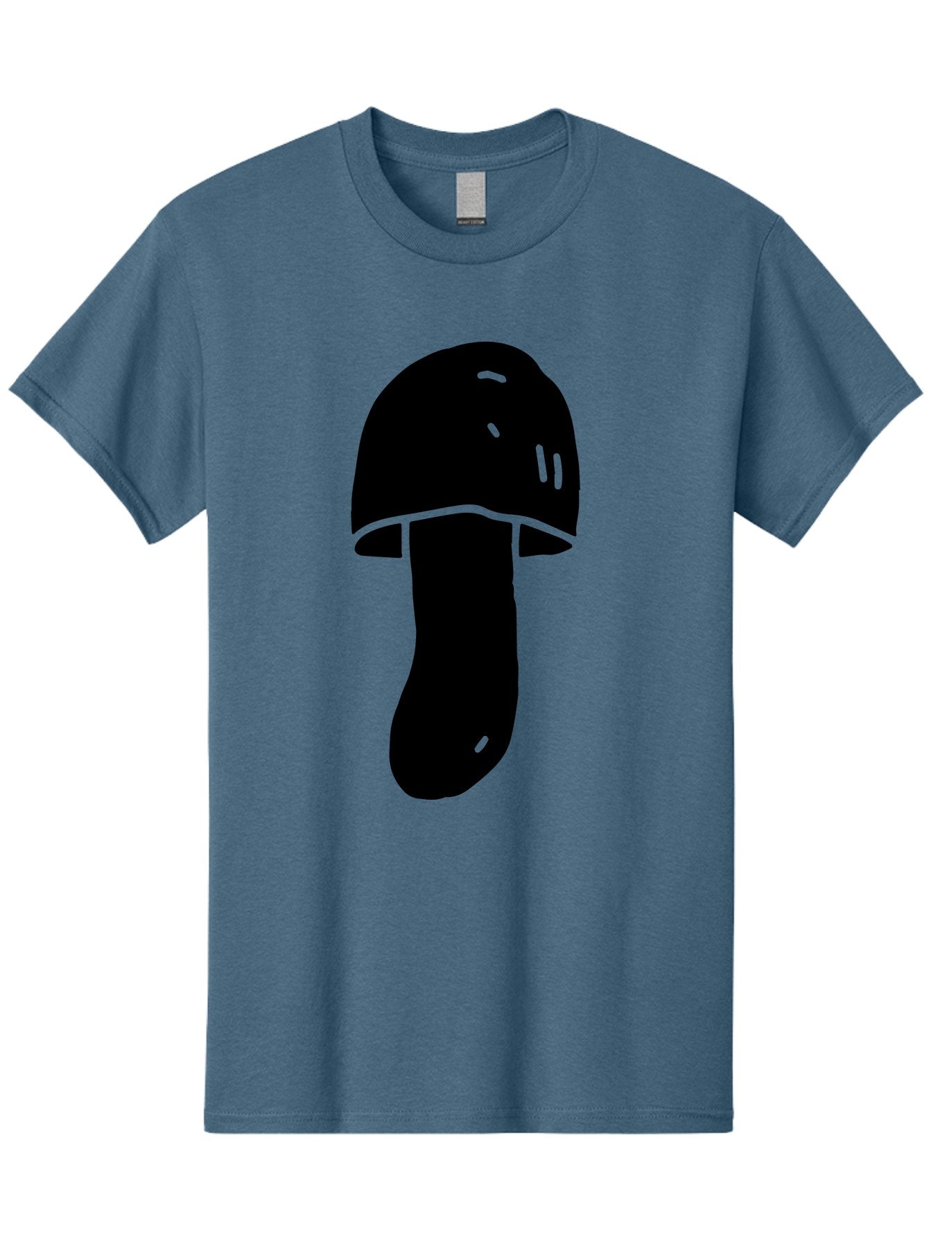 Mushroom-Graphic Men'S Graphic Tee, 100% Cotton, Comfortable Casual Summer Wear, Machine Washable, Mushroom Silhouette, Simple Design, Minimalist Art, Fungal Icon, Black And Green, Nature Symbol -  Aaa606